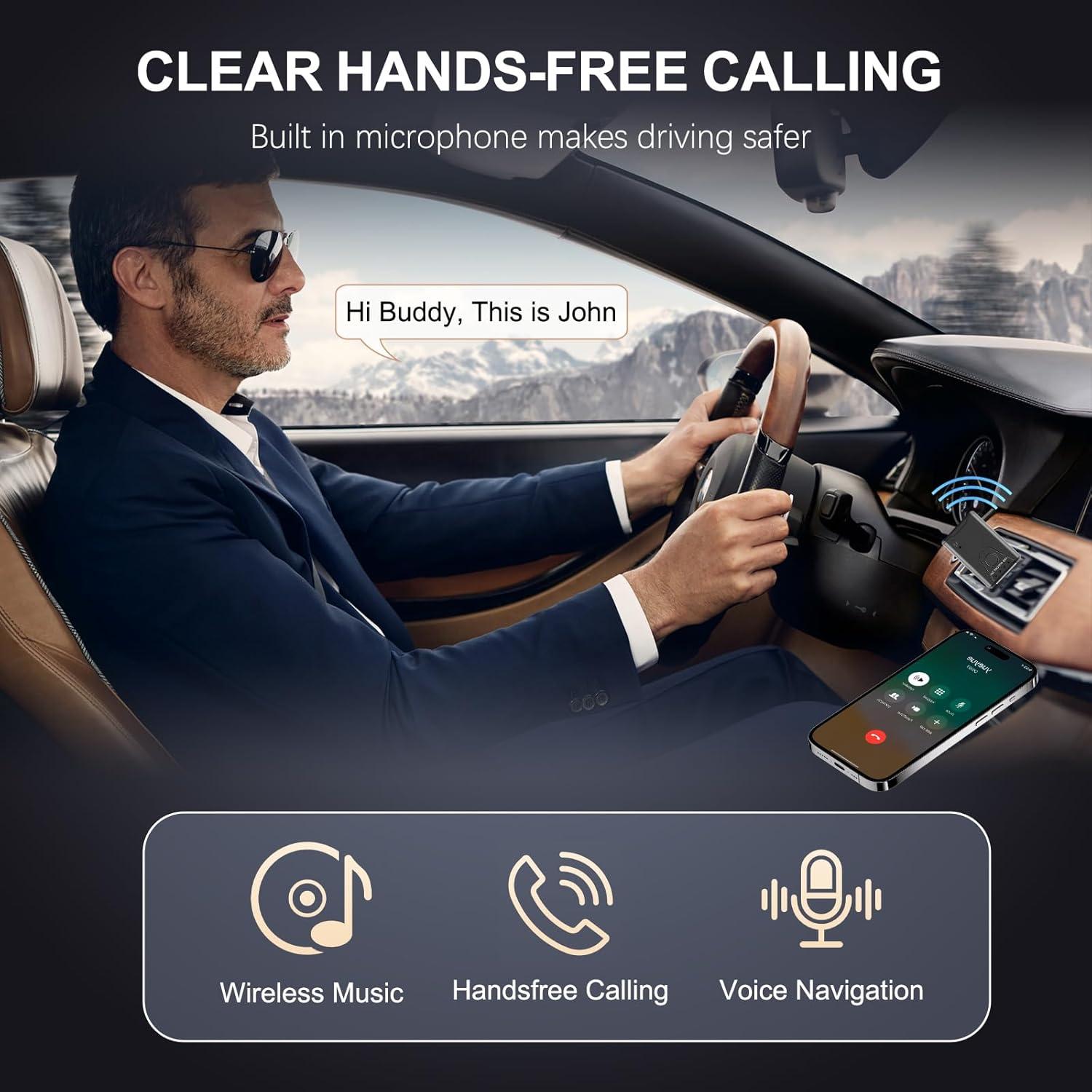 Receptor Bluetooth 5.4 Bysimilai USB a 3.5mm para Coche