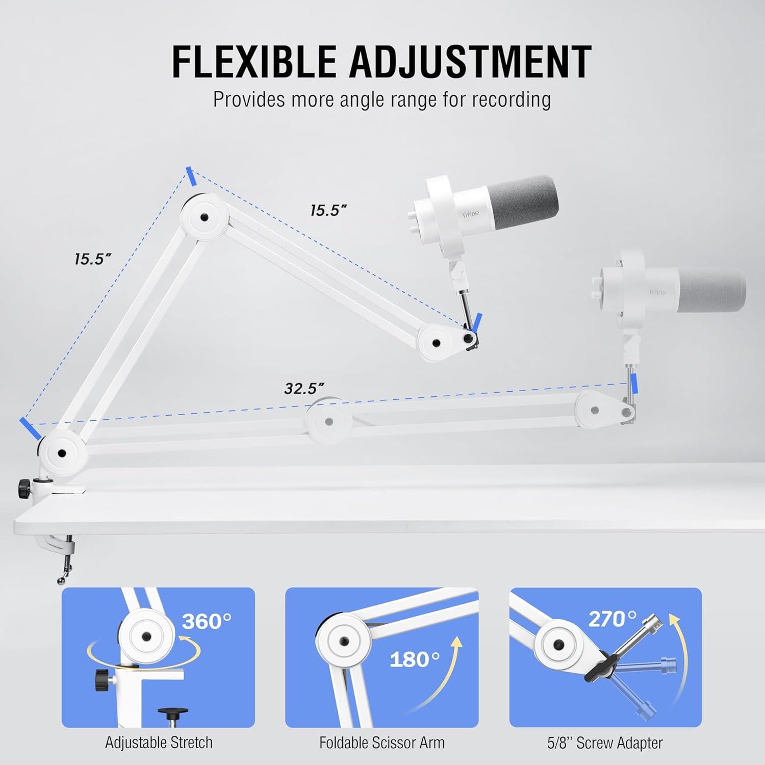 Conjunto Micrófono XLR USB FIFINE K688W+BM63W con Soporte
