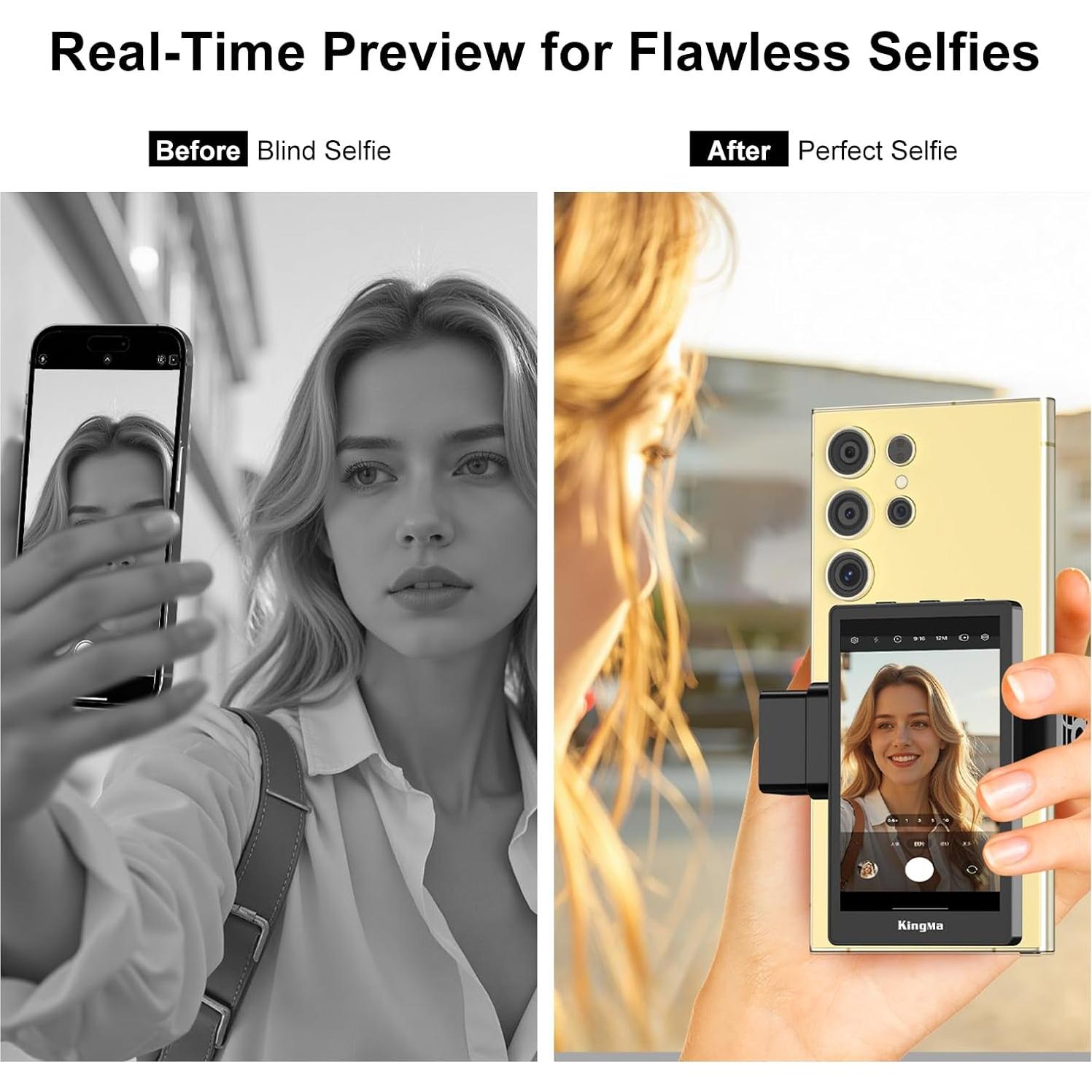 Monitor de Selfie King Ma 10 cm para Samsung y iPhone - Sincronización Inalámbrica