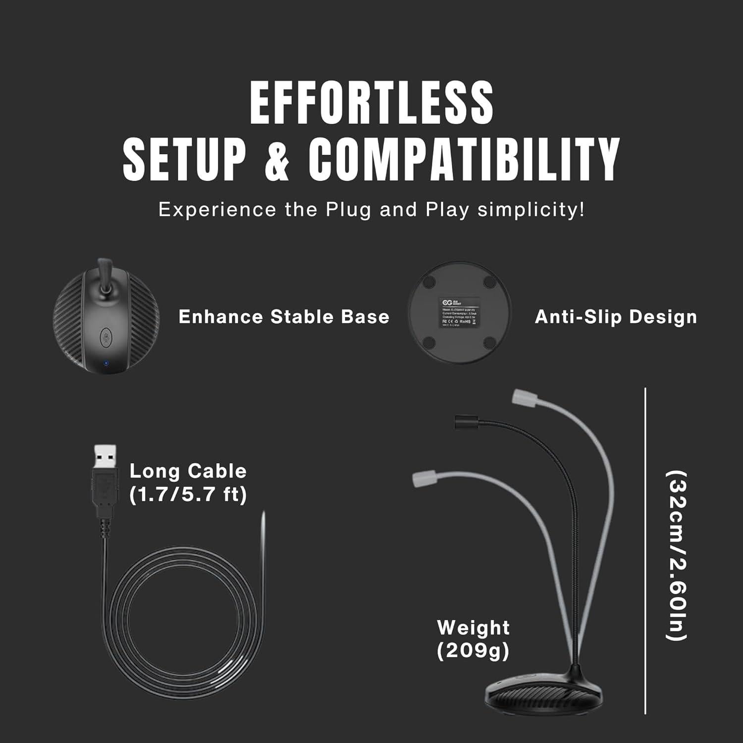 Micrófono USB EGM-03 Goodscious con cuello de ganso y omnidireccional