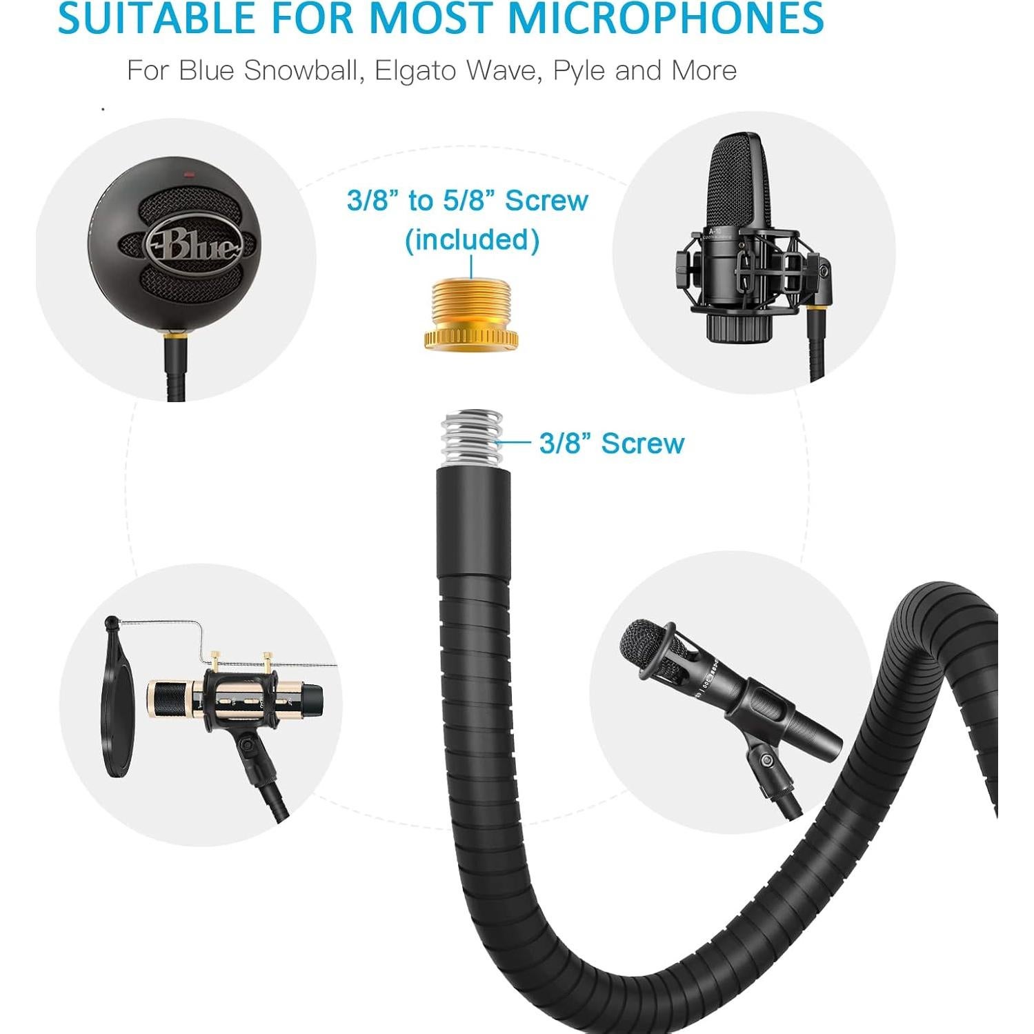 Micrófono USB ZealSound K08G Oro con Soporte Brazo Flexible