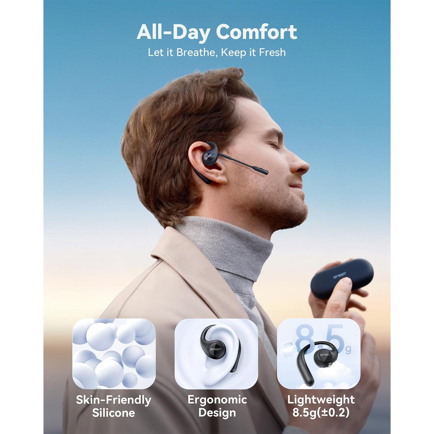 Auriculares Inalámbricos EMEET AirFlow Bluetooth 5.3 con Micrófono