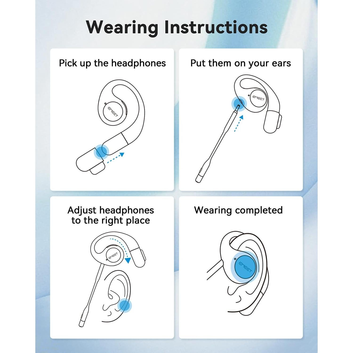 Auriculares Inalámbricos EMEET AirFlow Bluetooth 5.3 con Micrófono