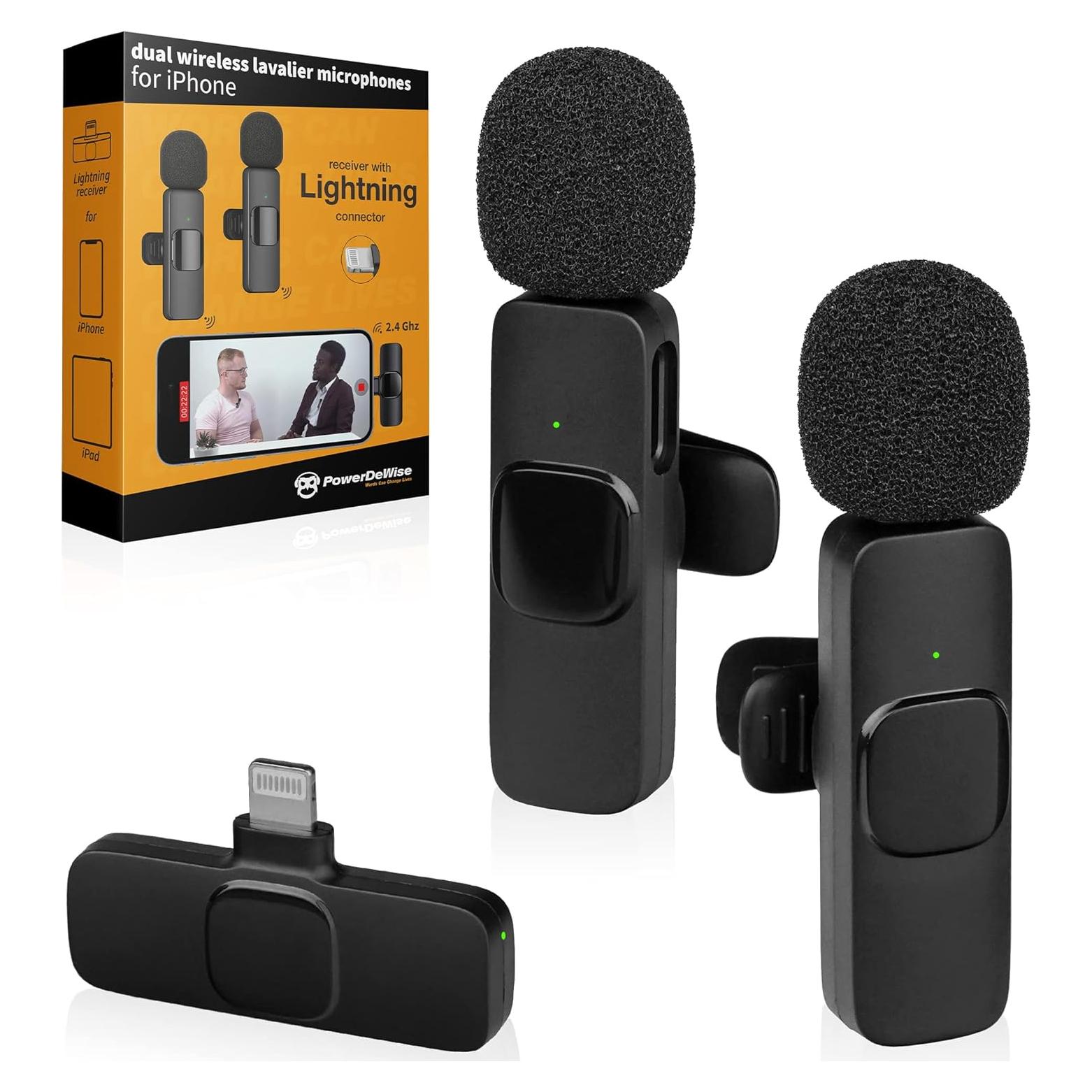 Micrófonos Lavalier Inalámbricos PowerDeWise para iPhone - Paquete de 2
