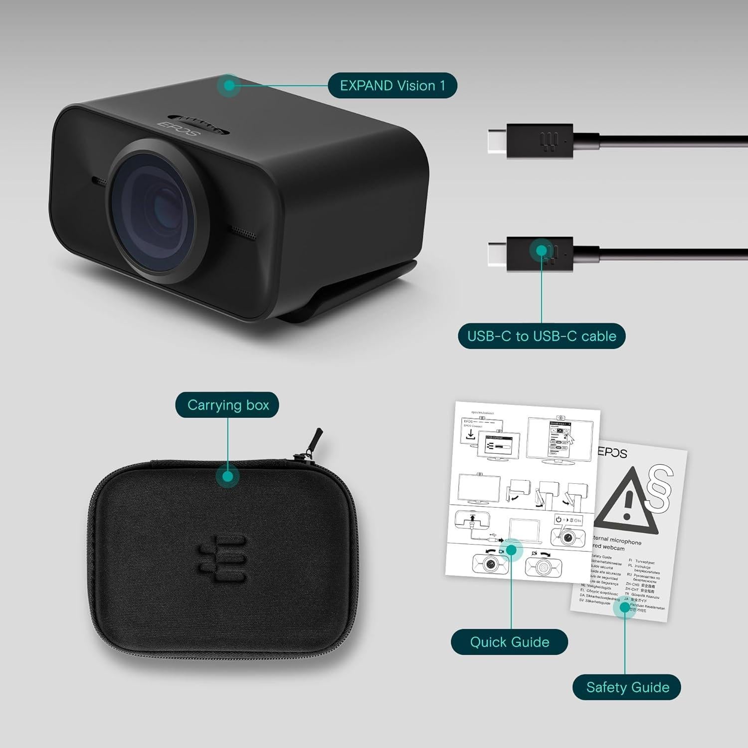 Webcam USB 4K EPOS Expand Vision 1 con Micrófono Cancelación Ruido
