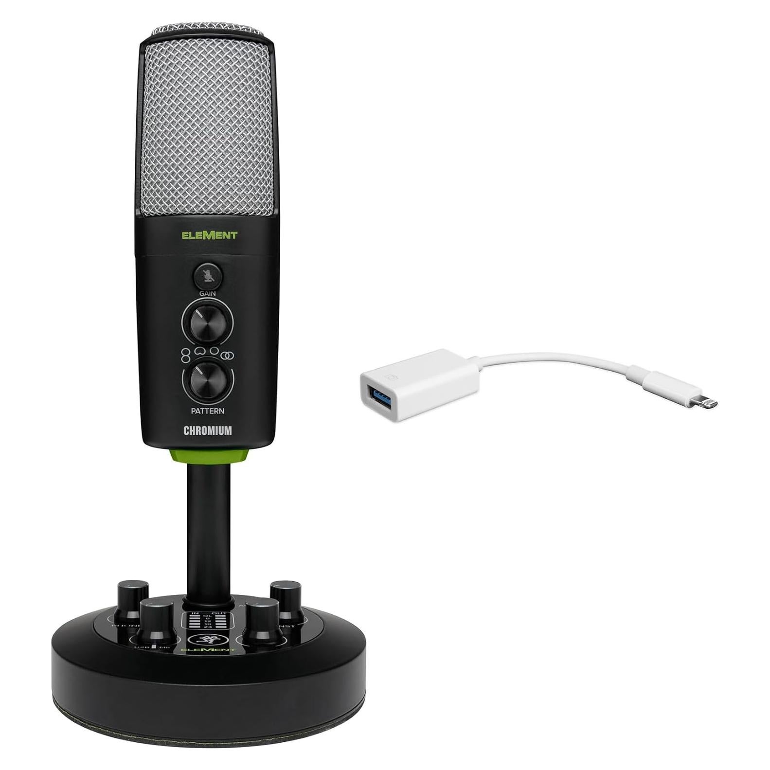 Micrófono USB Mackie Chromium + Adaptador Rockville iUSB