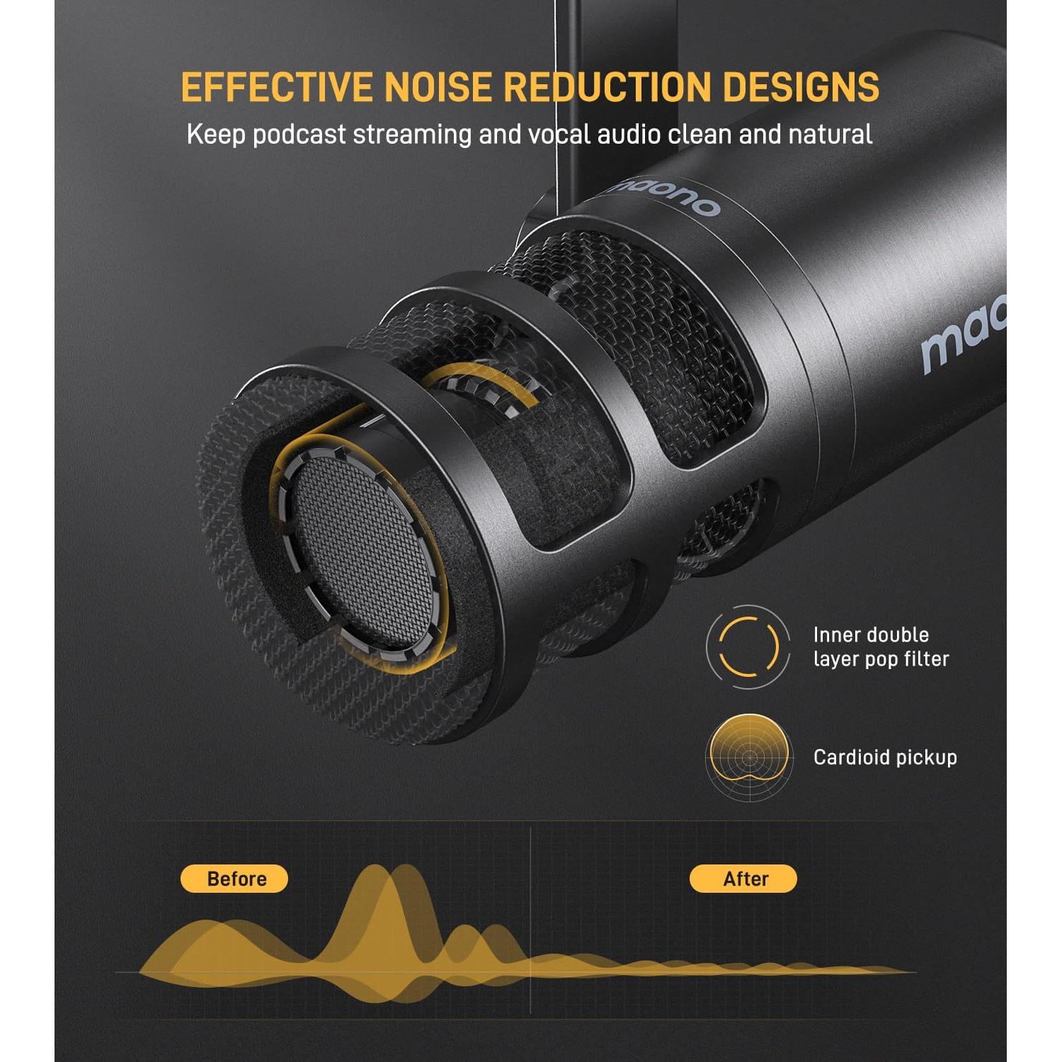 Micrófono Dinámico XLR MAONO PD100S para Podcast y Streaming