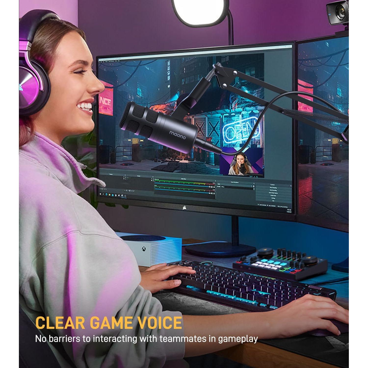 Micrófono Dinámico XLR MAONO PD100S para Podcast y Streaming