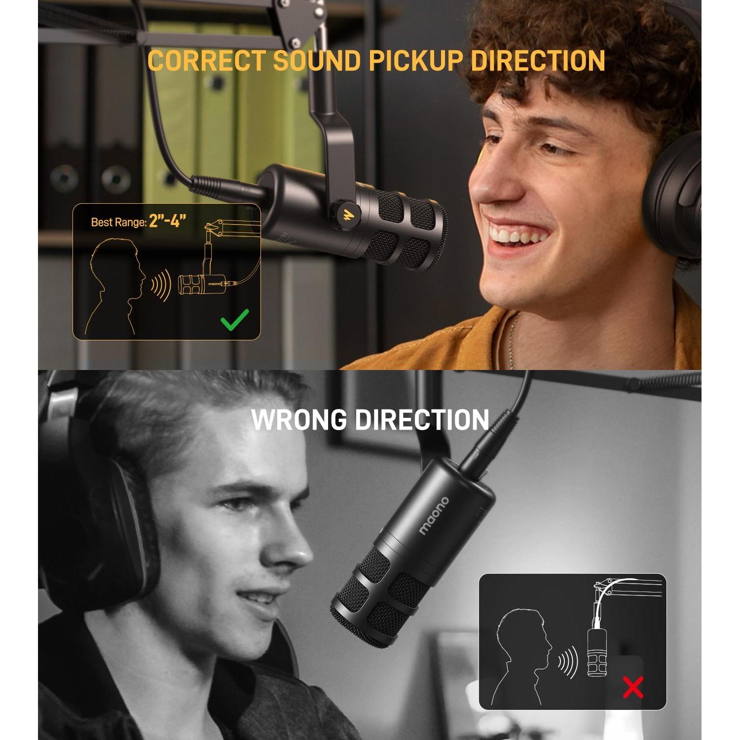 Micrófono Dinámico XLR MAONO PD100S para Podcast y Streaming