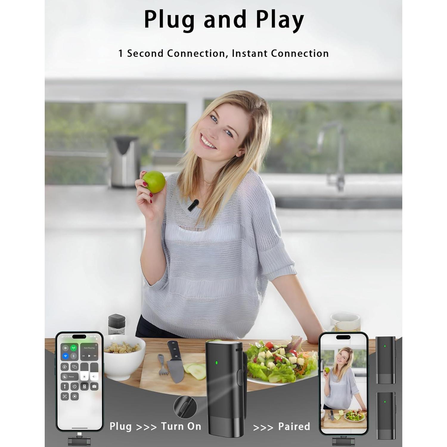 Micrófono Lavalier Inalámbrico Moudou E1 para iPhone 15/16