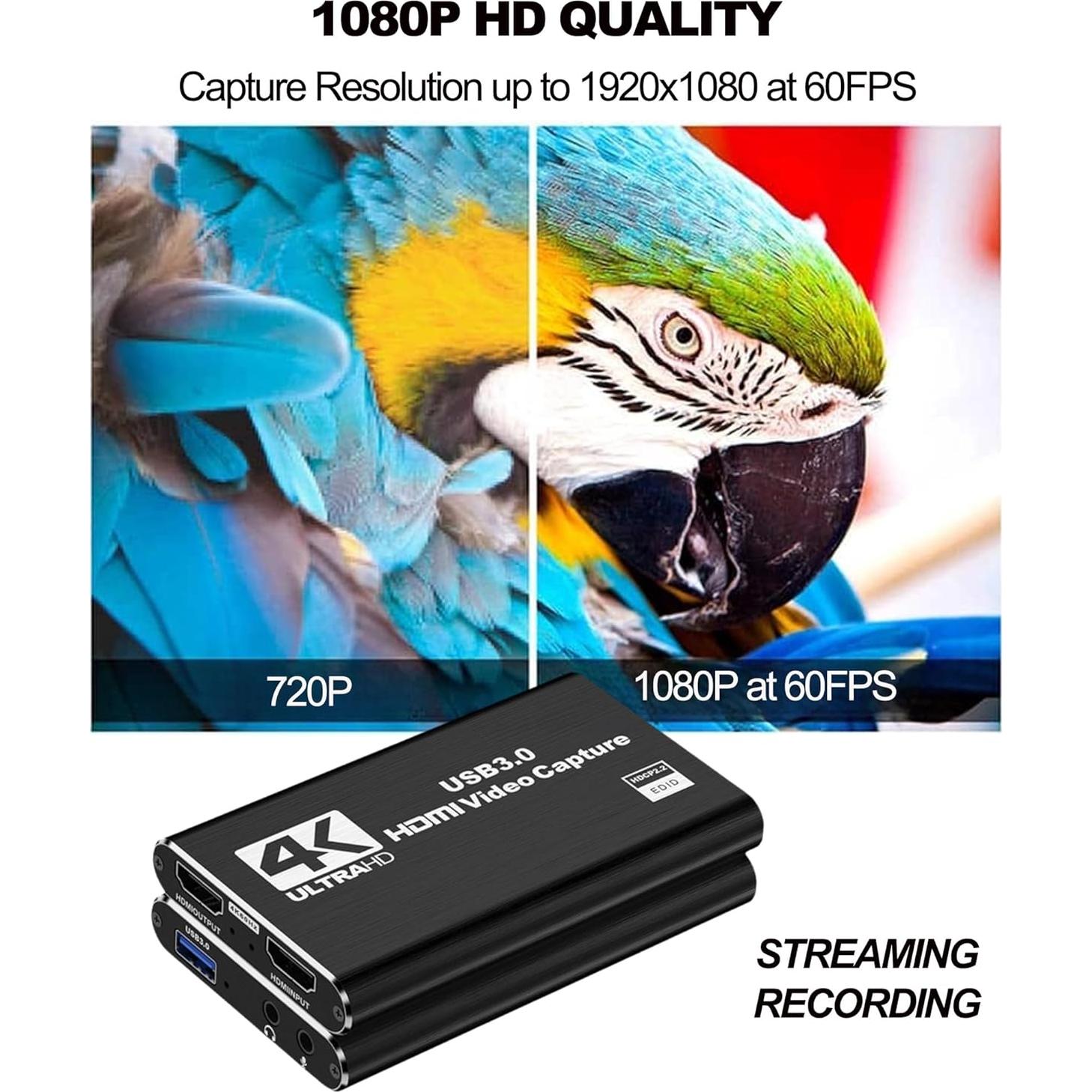 Tarjeta de Captura HDMI 4K RQG USB 3.0 1080P 60FPS Streaming