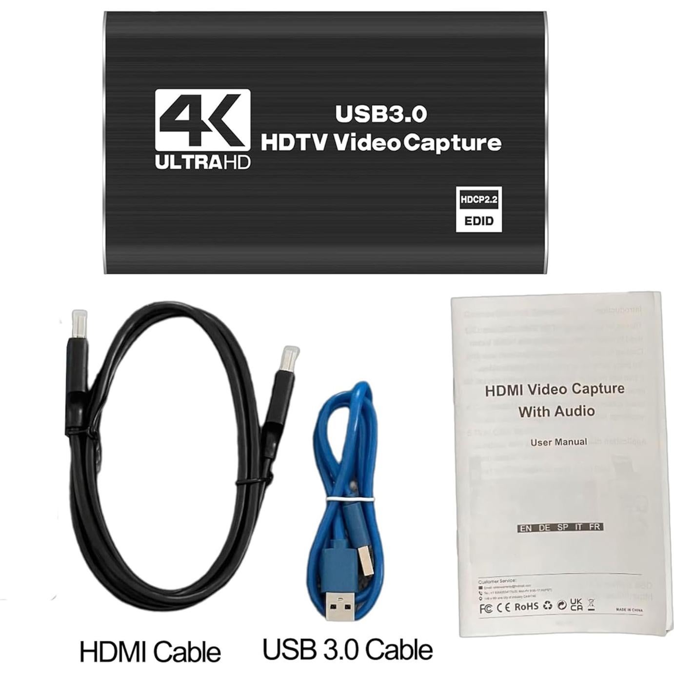 Tarjeta de Captura HDMI 4K RQG USB 3.0 1080P 60FPS Streaming