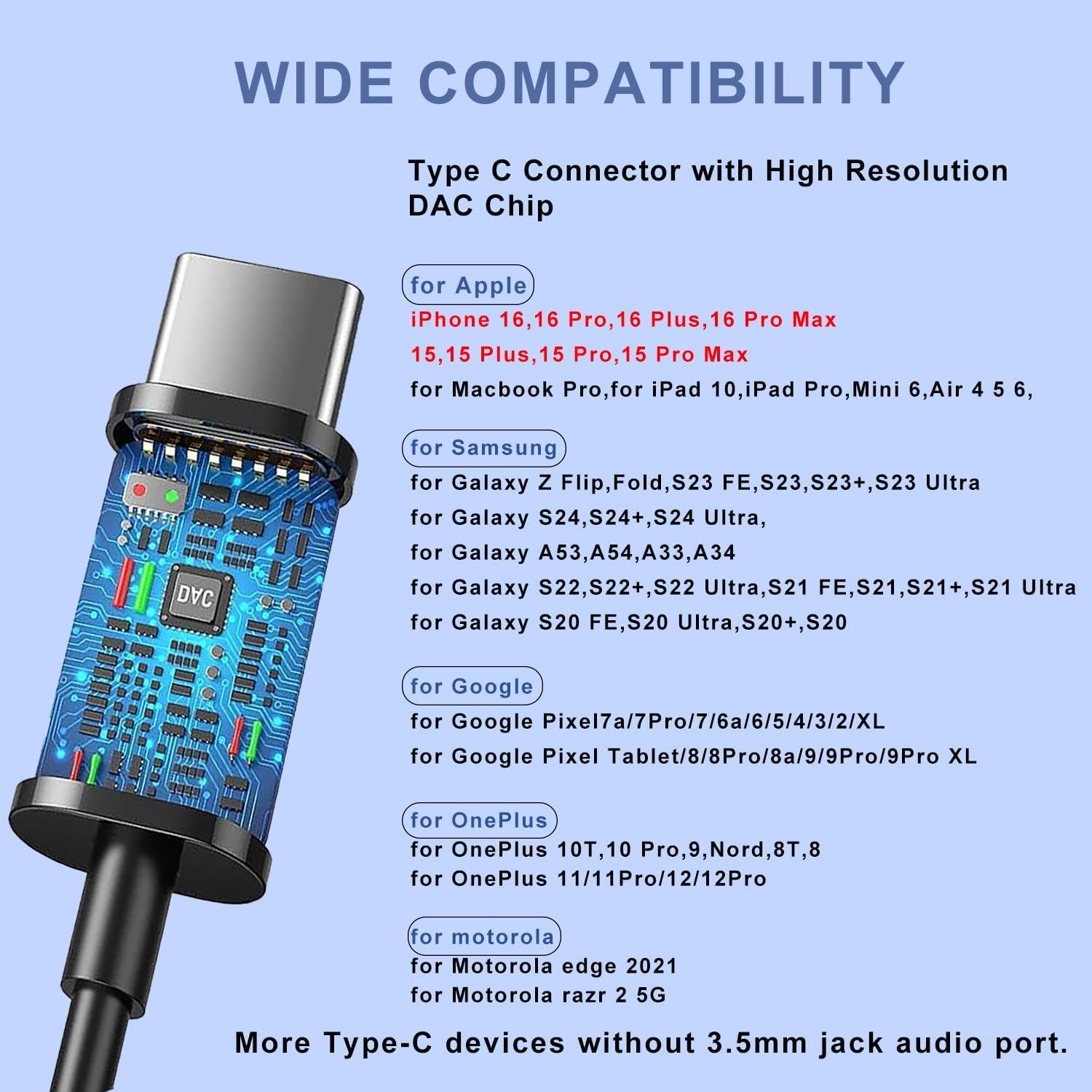 Auriculares USB Tipo C Cianyyee HiFi Estéreo con Micrófono