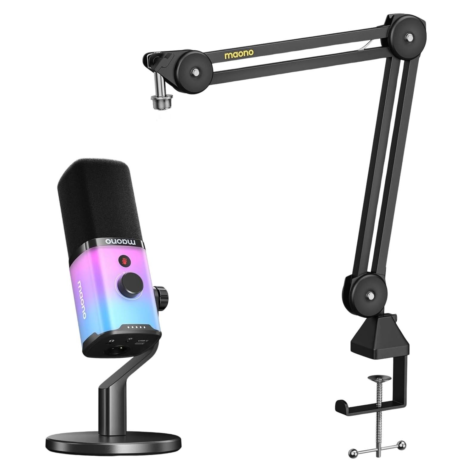 Micrófono Dinámico MAONO PD100X con Brazo BA37 y RGB