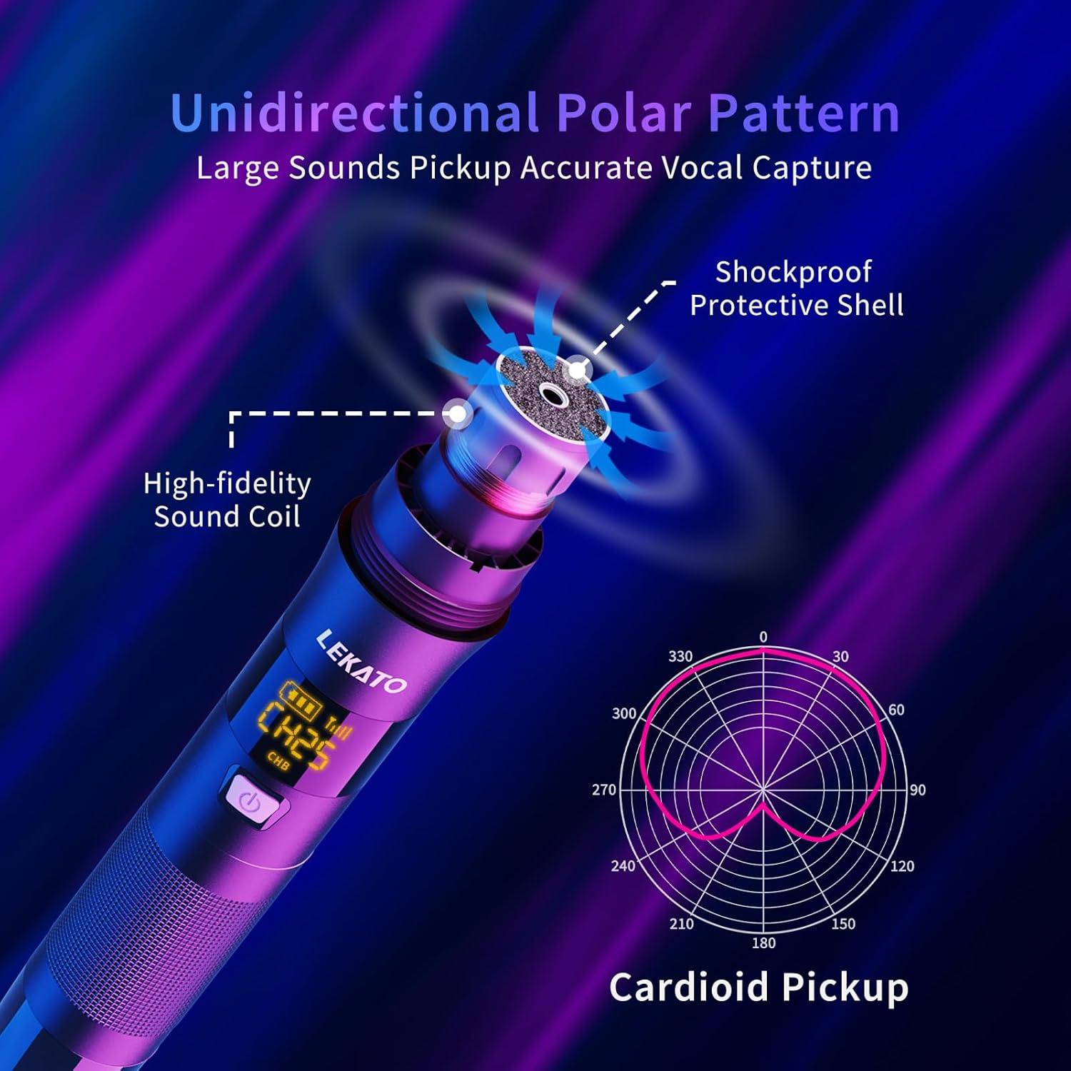 Micrófono Inalámbrico LEKATO WSM-620 Recargable con Receptor