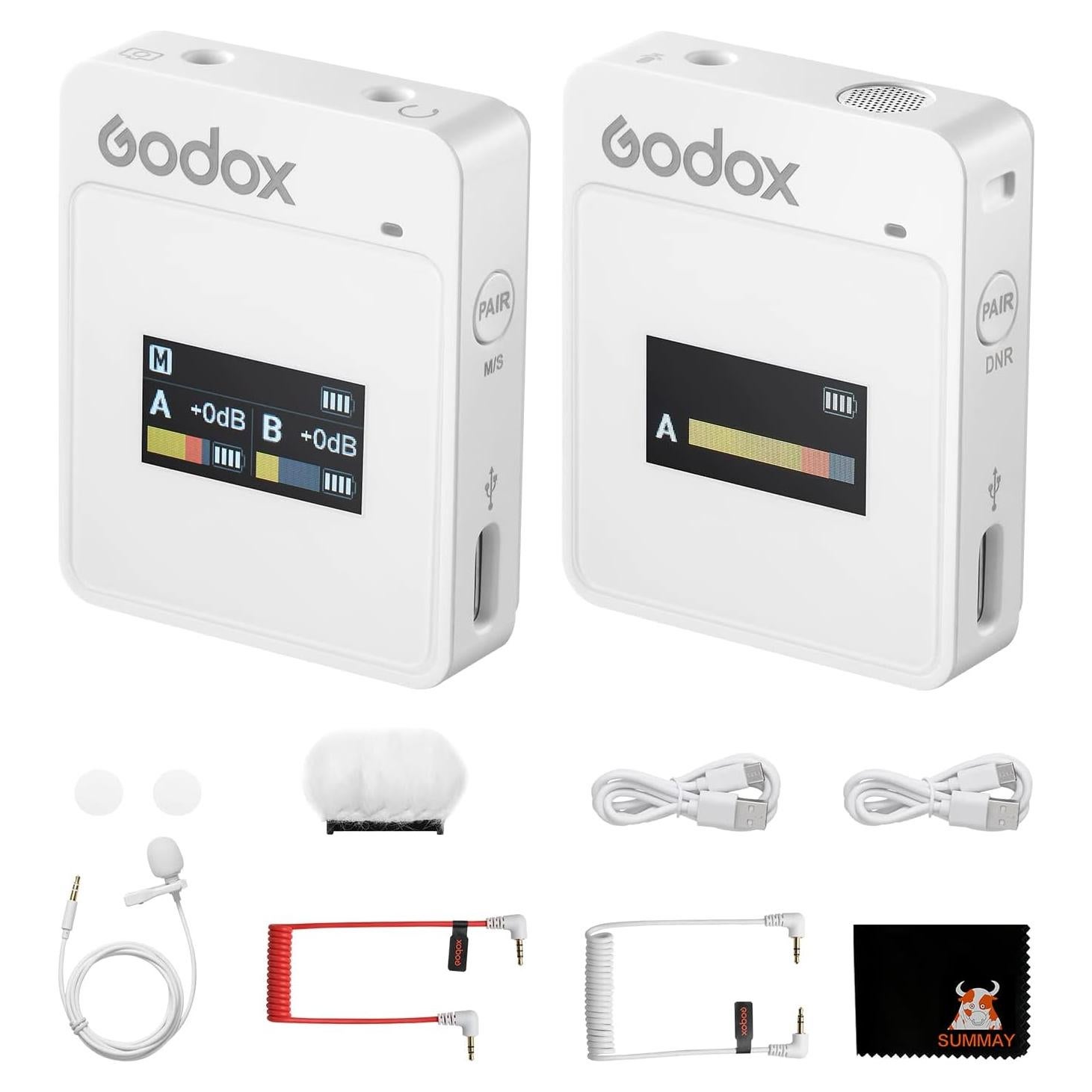 Micrófono Lavalier GODOX MoveLink II M1 Blanco, 100m, 8h Batería