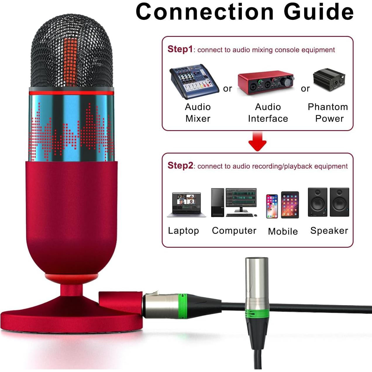 Micrófono de condensador XLR Neculogy T2 34mm cardioide