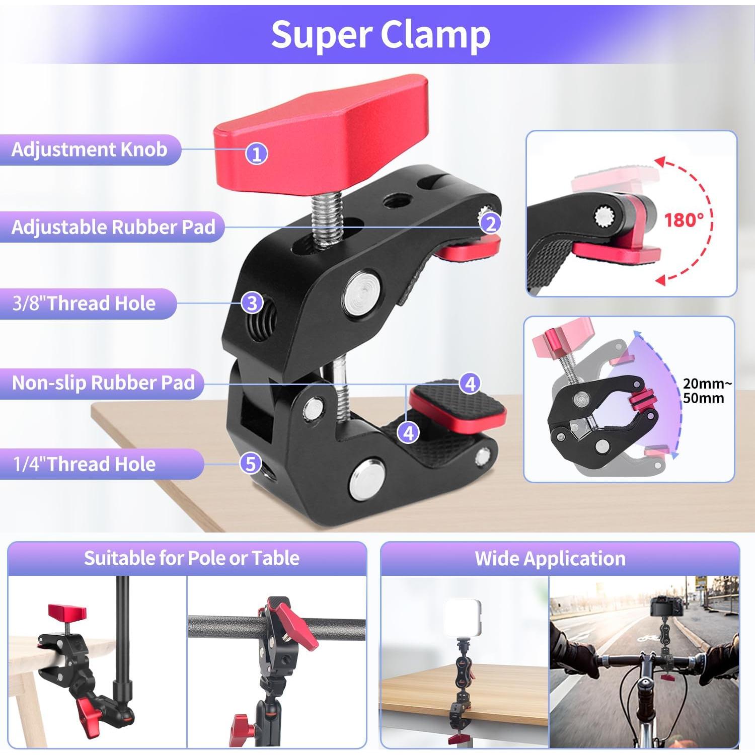 Brazo Mágico Ajustable JINSUI 55.9 cm con Abrazadera para Cámara