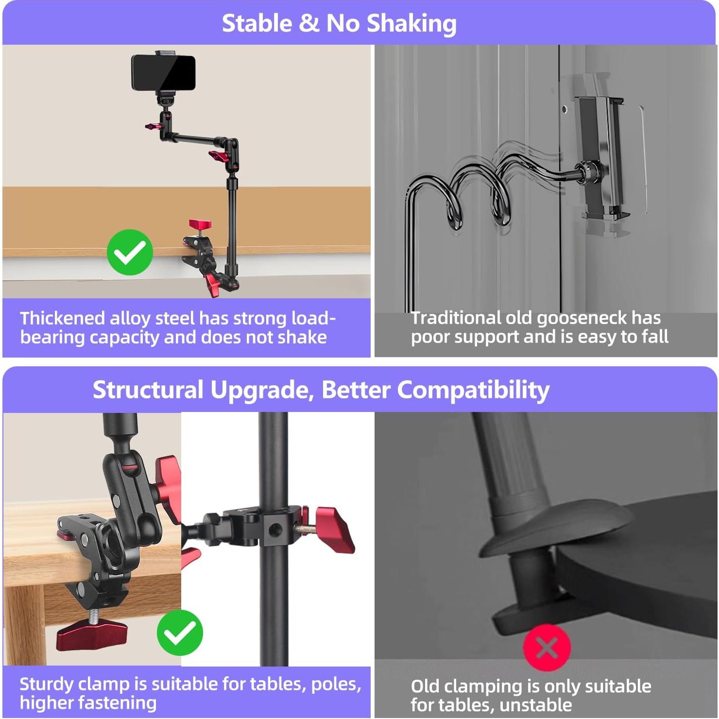 Brazo Mágico Ajustable JINSUI 55.9 cm con Abrazadera para Cámara