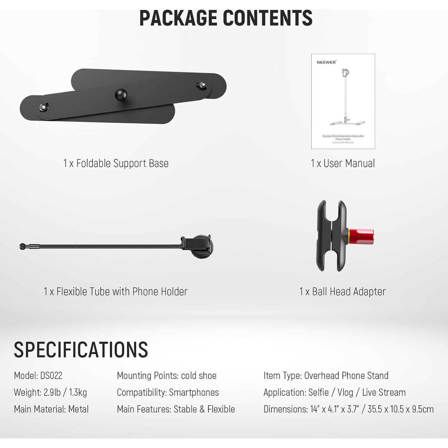 Soporte de Teléfono NEEWER con Tubo Flexible y Base Plegable