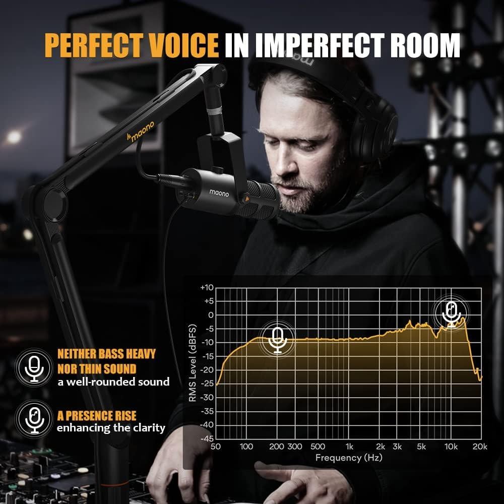 Micrófono Dinámico MAONO PD400X con Auriculares AU-MH601