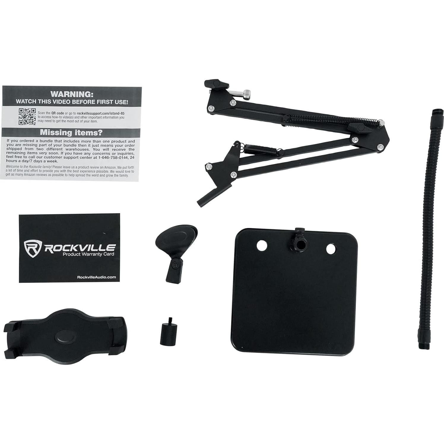 Soporte de Escritorio Rockville iSTAND 85 para Micrófono y Tablet