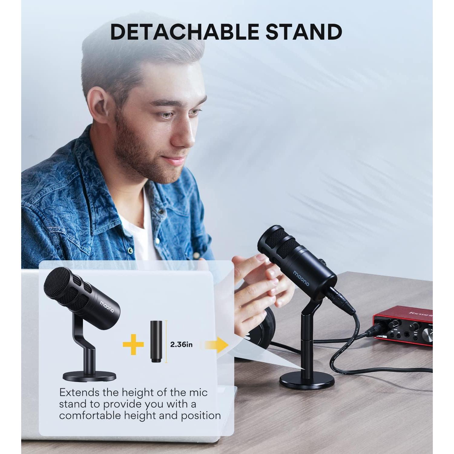 Micrófono XLR MAONO PM320S & PD100 Cardioide para Podcast