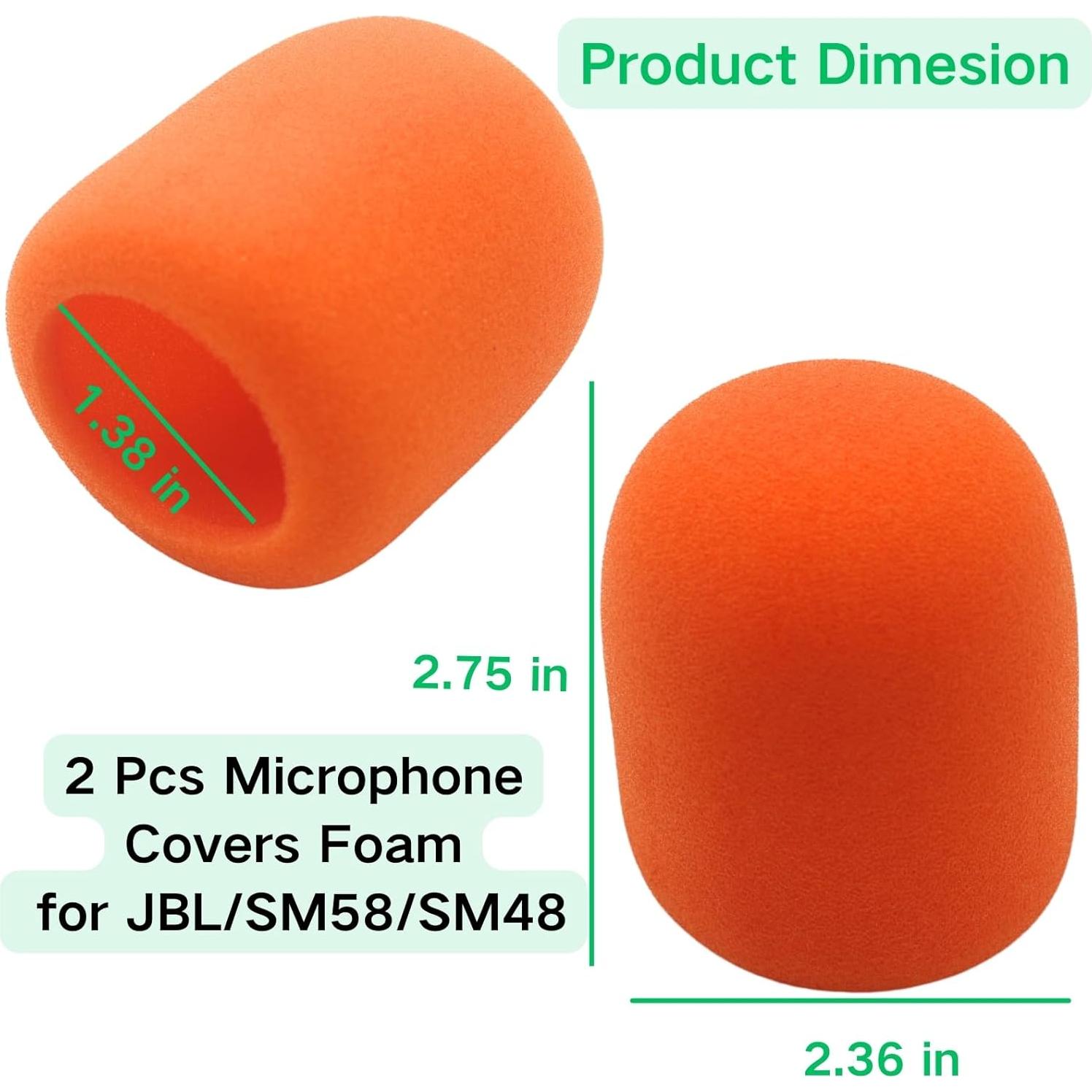Cubiertas de micrófono de espuma naranja JBL/SM58/SM48 - Paquete de 2