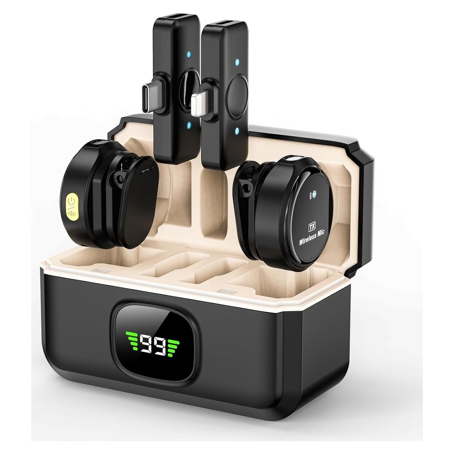 Micrófonos Lavalier Inalámbricos AMASDA Q9 - 2 Unidades con Estuche