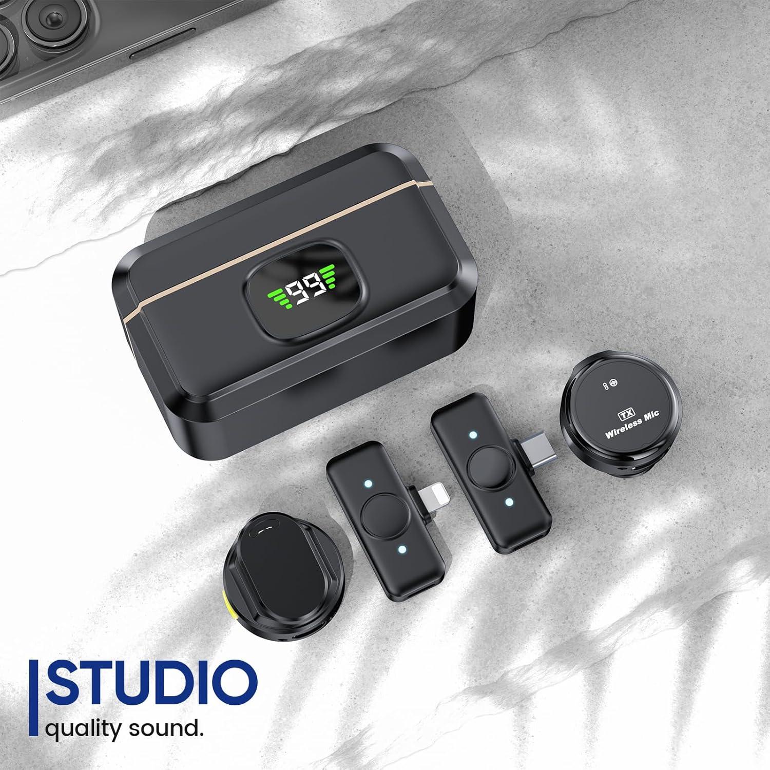 Micrófonos Lavalier Inalámbricos AMASDA Q9 - 2 Unidades con Estuche