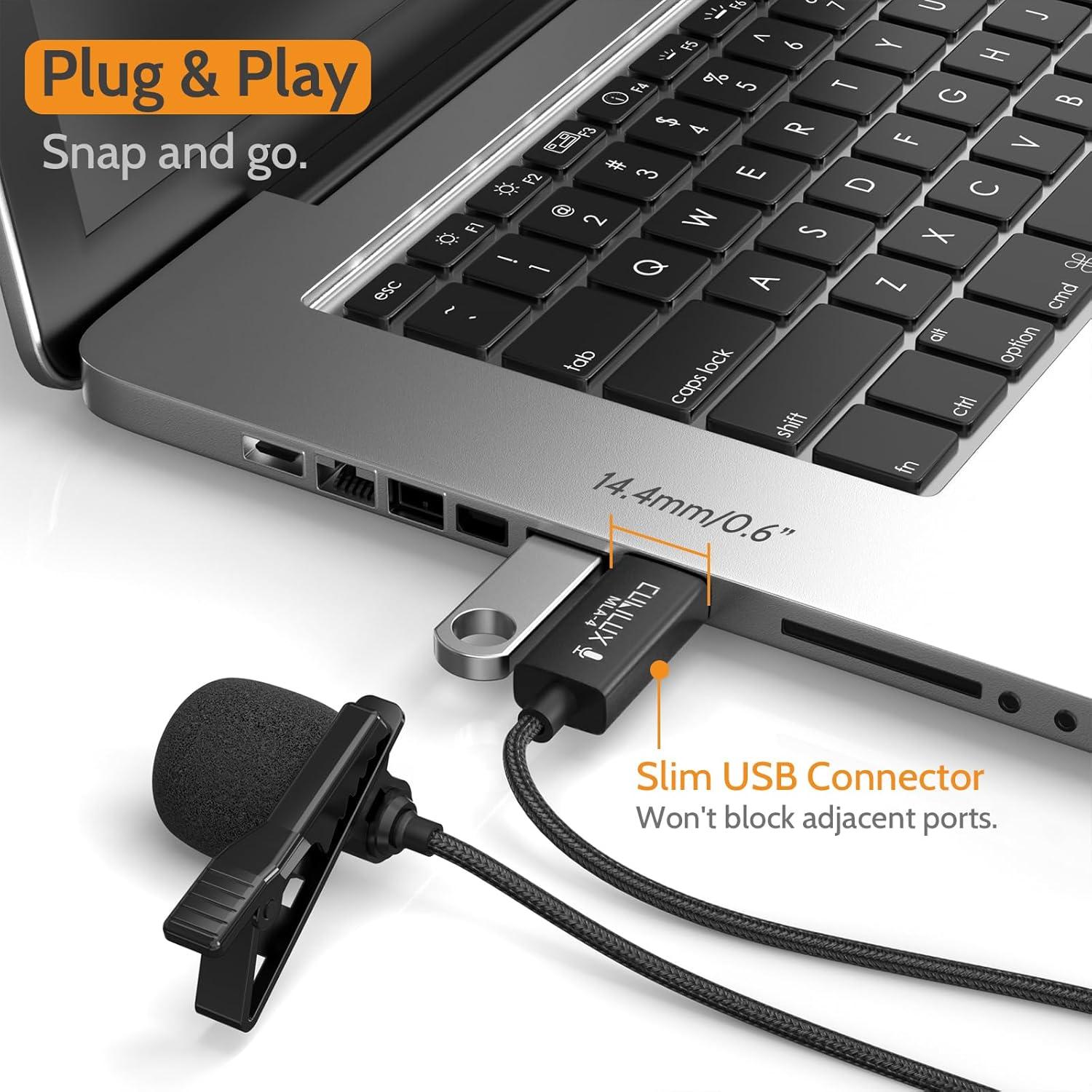 Micrófono Lavalier USB Cubilux E03-24 Unidireccional 1.22m