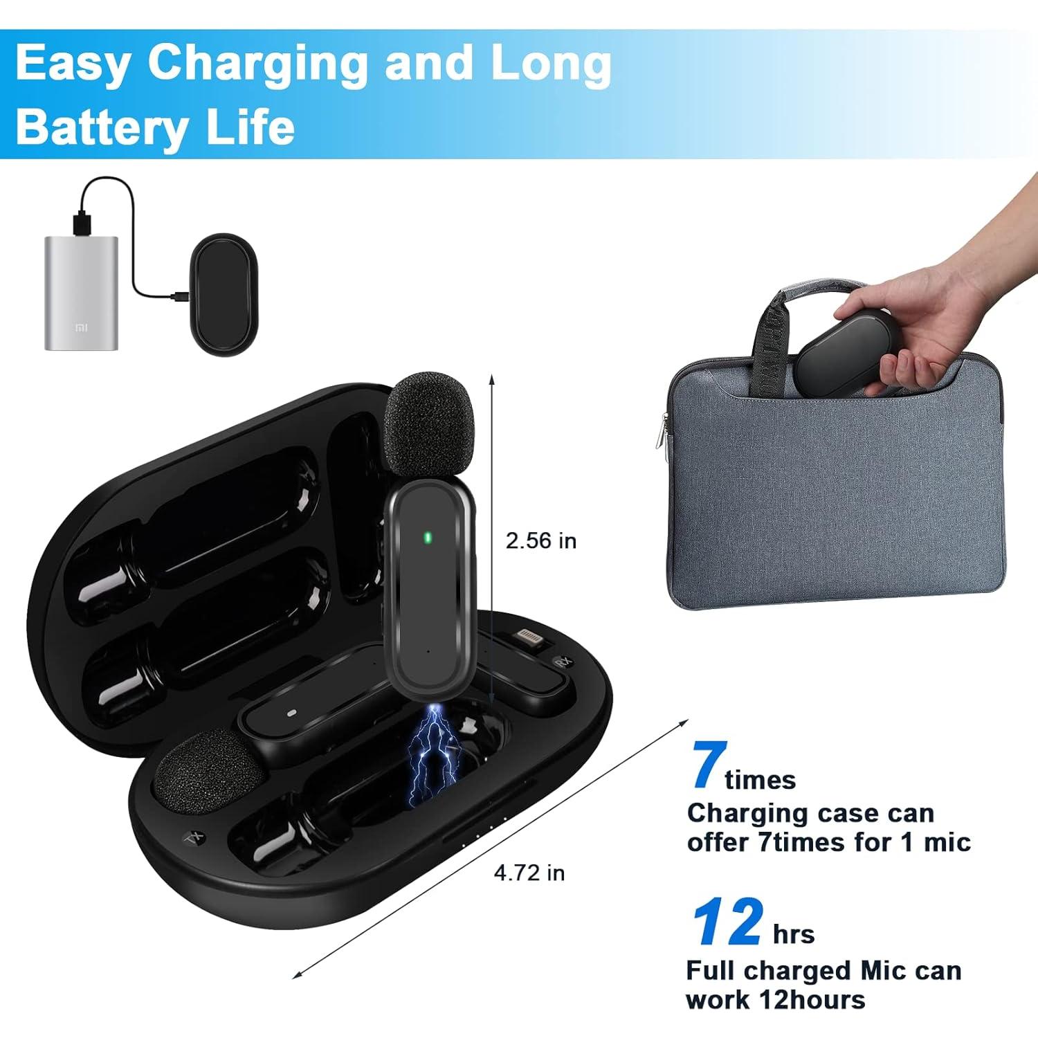 Micrófono Lavalier Inalámbrico HZXT K61 con Estuche de Carga