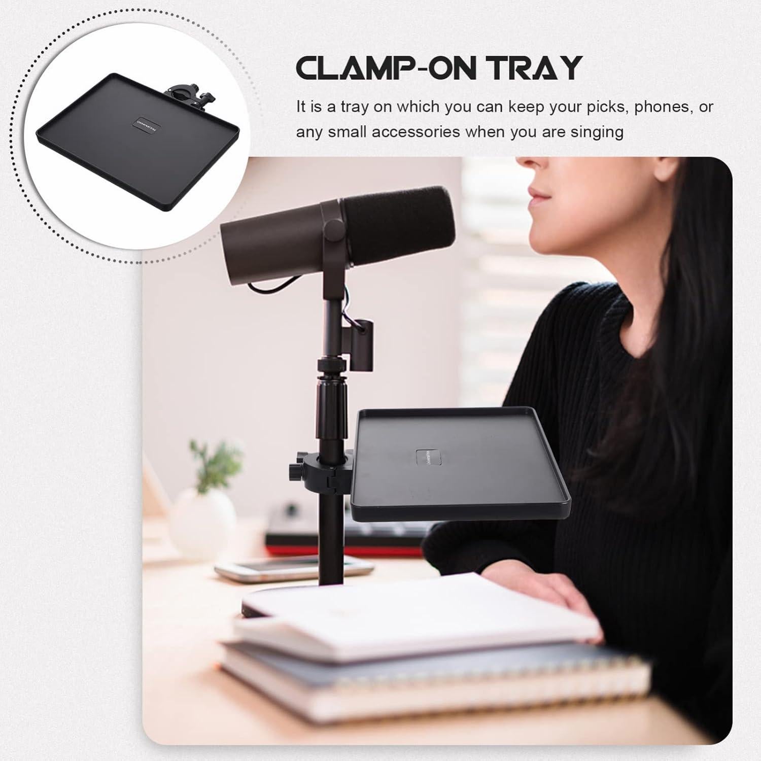 Soporte de Bandeja para Micrófono HEALLILY Ajustable 22x16cm
