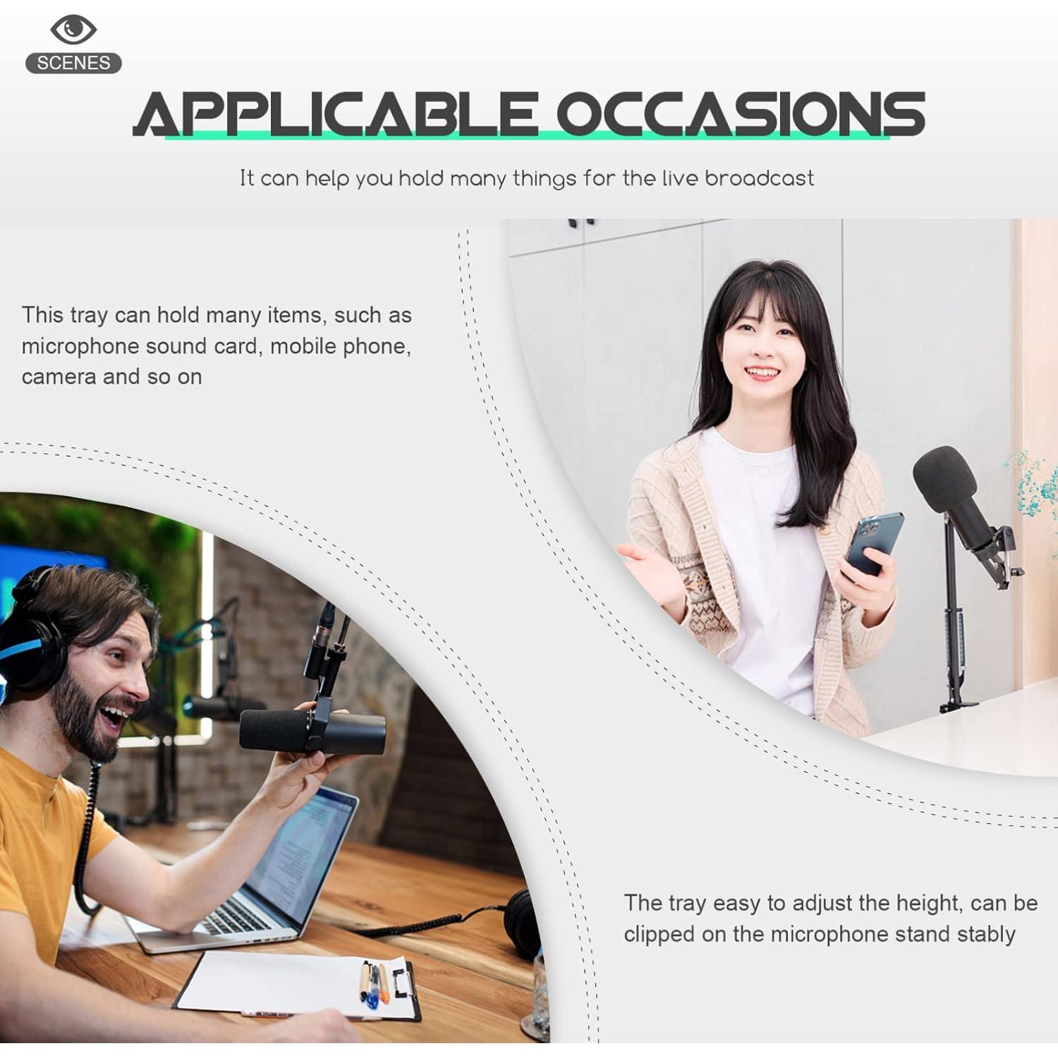 Soporte de Bandeja para Micrófono HEALLILY Ajustable 22x16cm