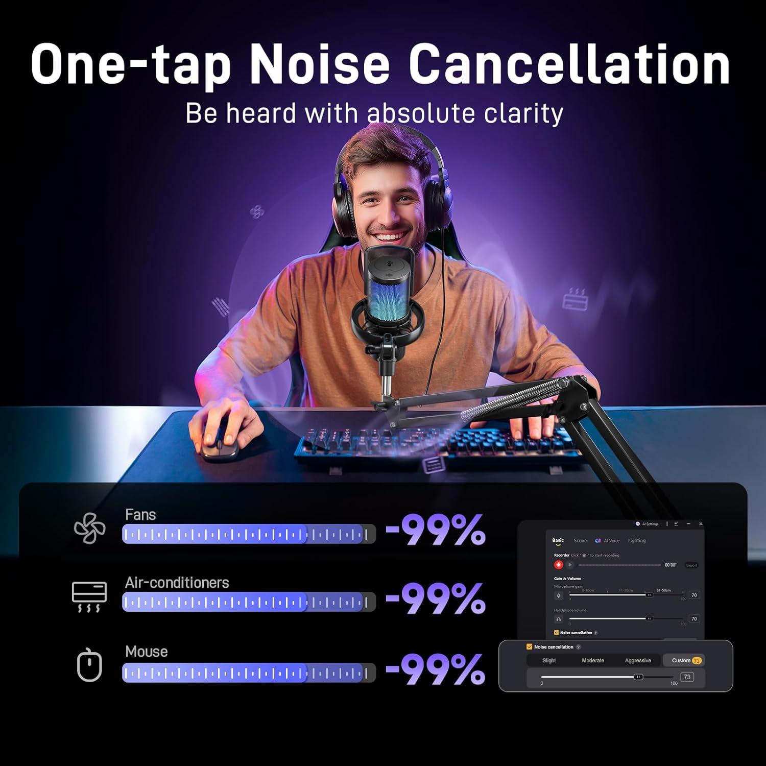 Micrófono Inalámbrico MAONO DM40 Pro con Cancelación de Ruido AI