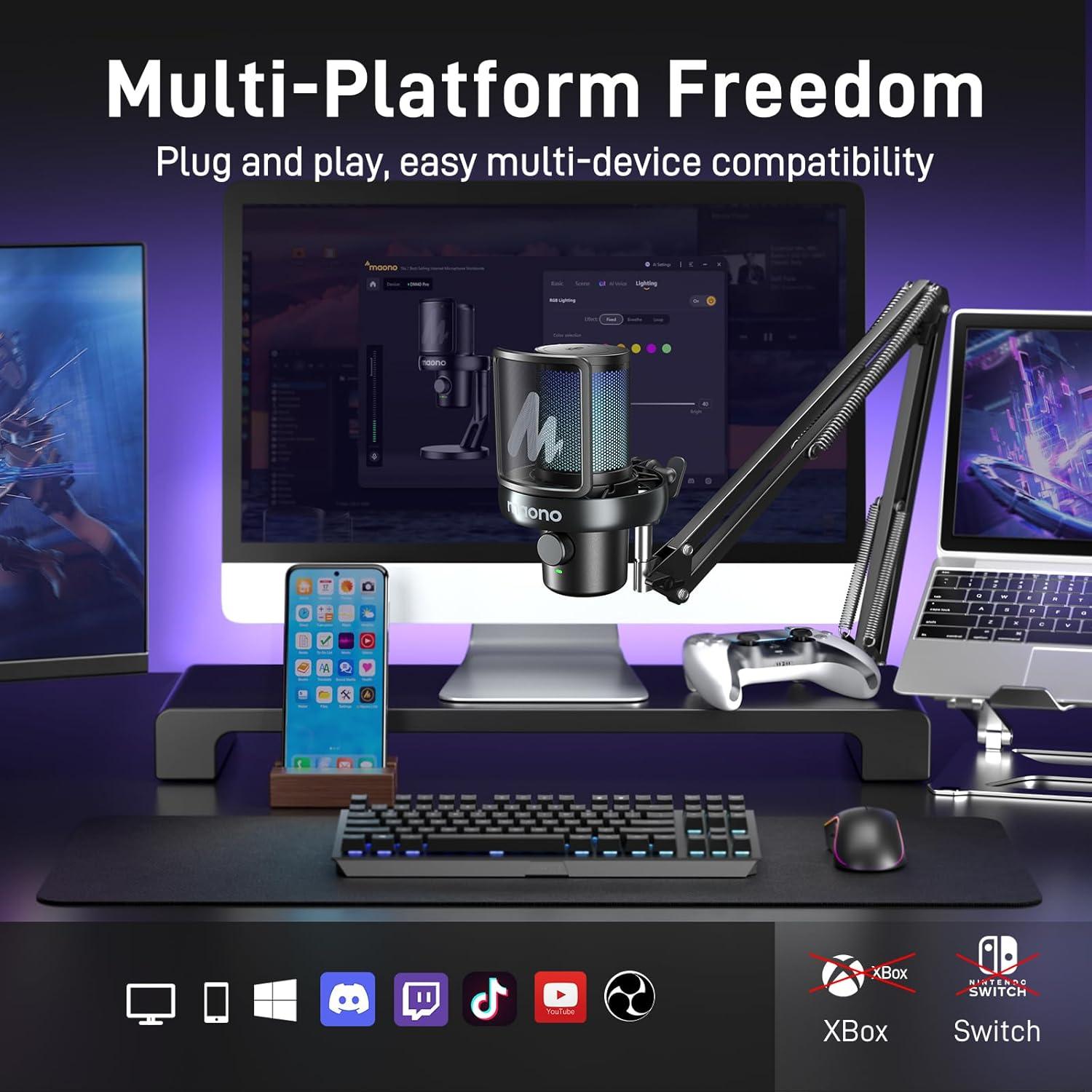 Micrófono Inalámbrico MAONO DM40 Pro con Cancelación de Ruido AI