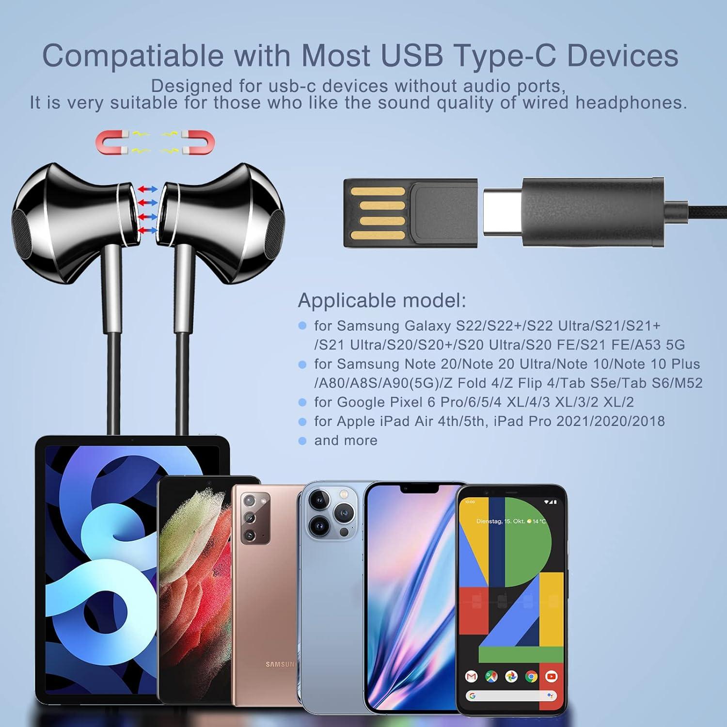 Auriculares Magnéticos HiFi Estéreo USB-C con Micrófono