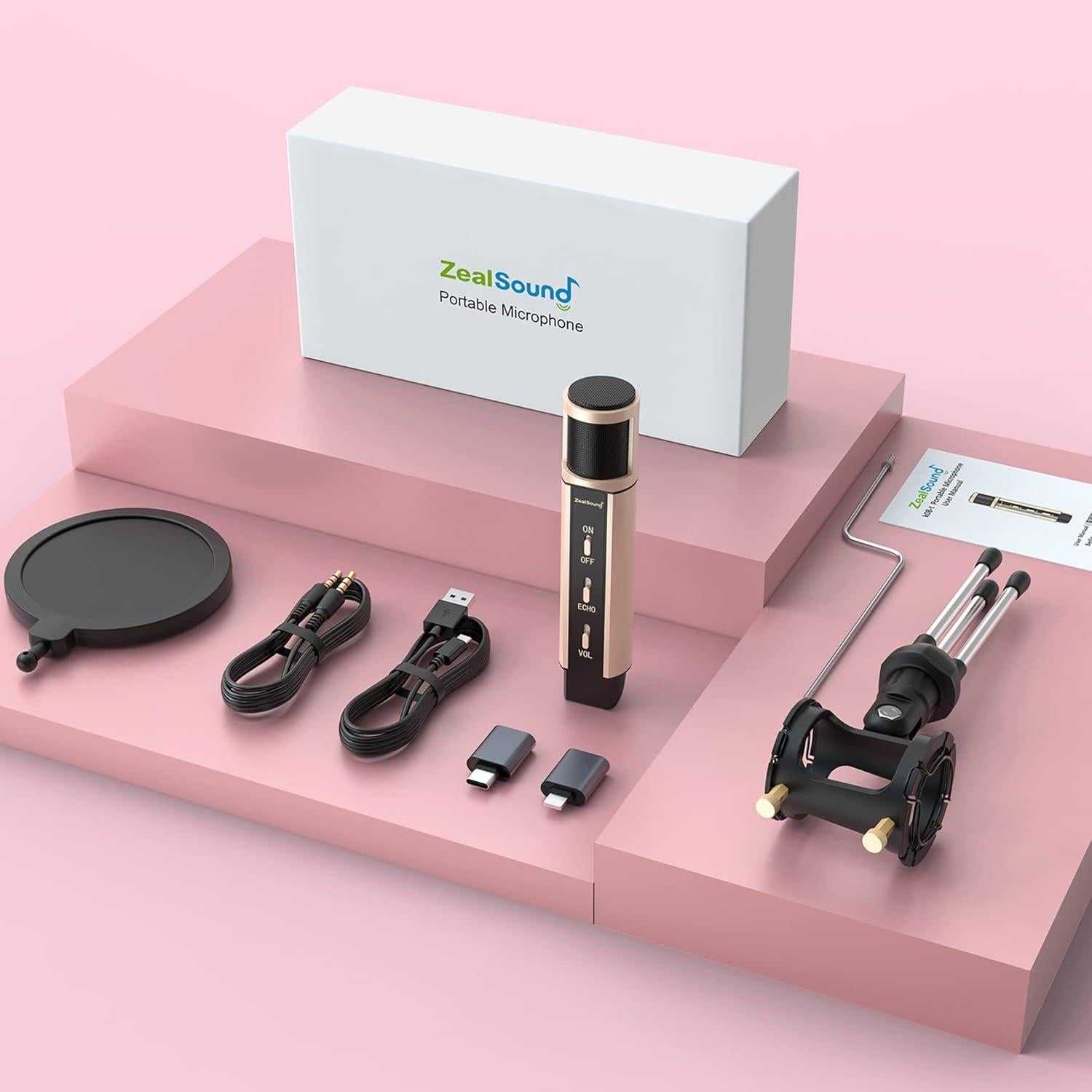 Micrófono de Condensador USB ZealSound K08-2S-FBA Negro