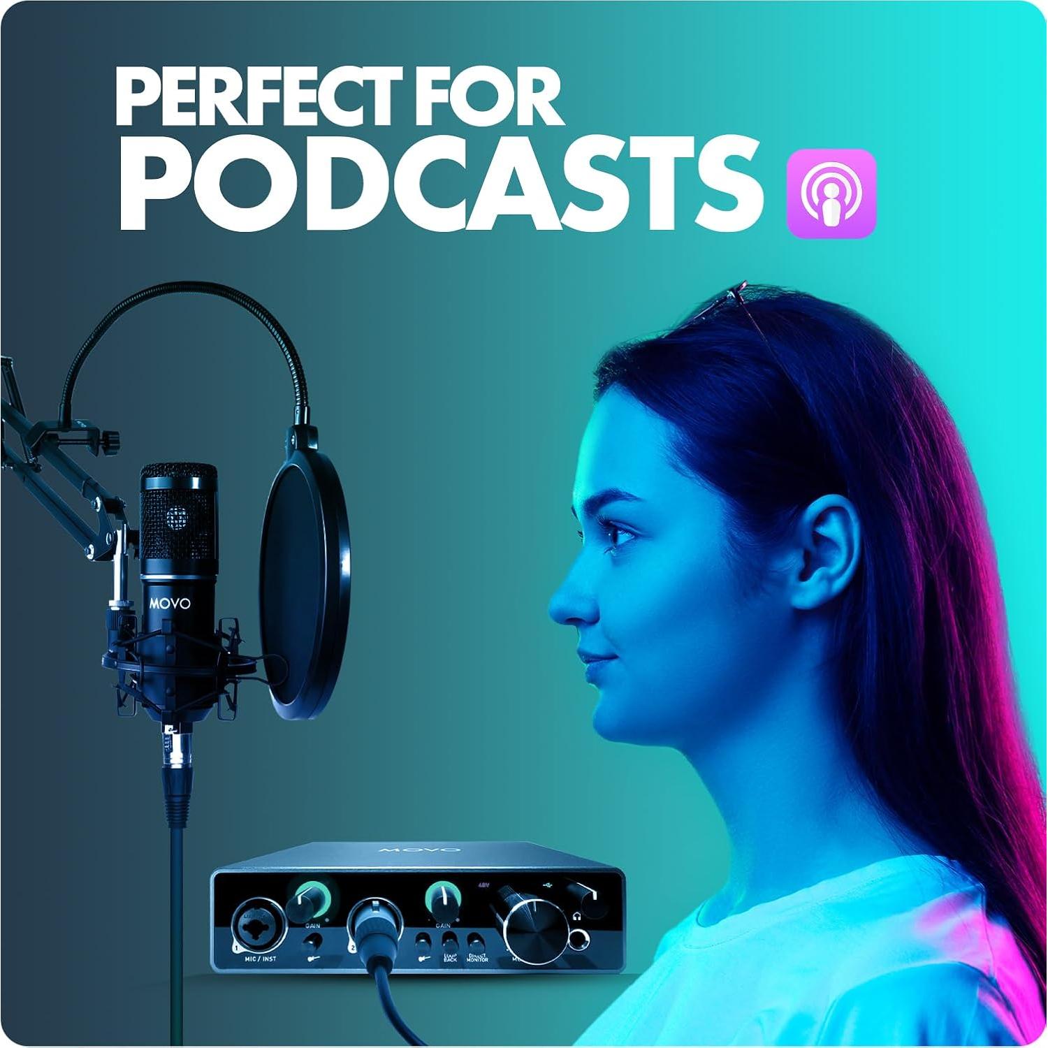 Kit de Micrófono Condensador Movo MDX-1 con Soporte y Accesorios