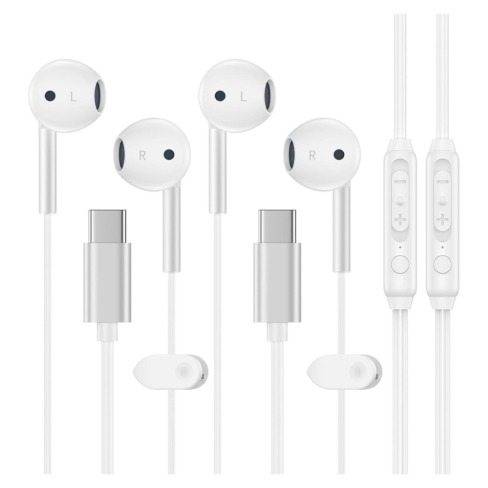 Auriculares USB C con Micrófono - 2 Paquetes M55 para iPhone y Samsung