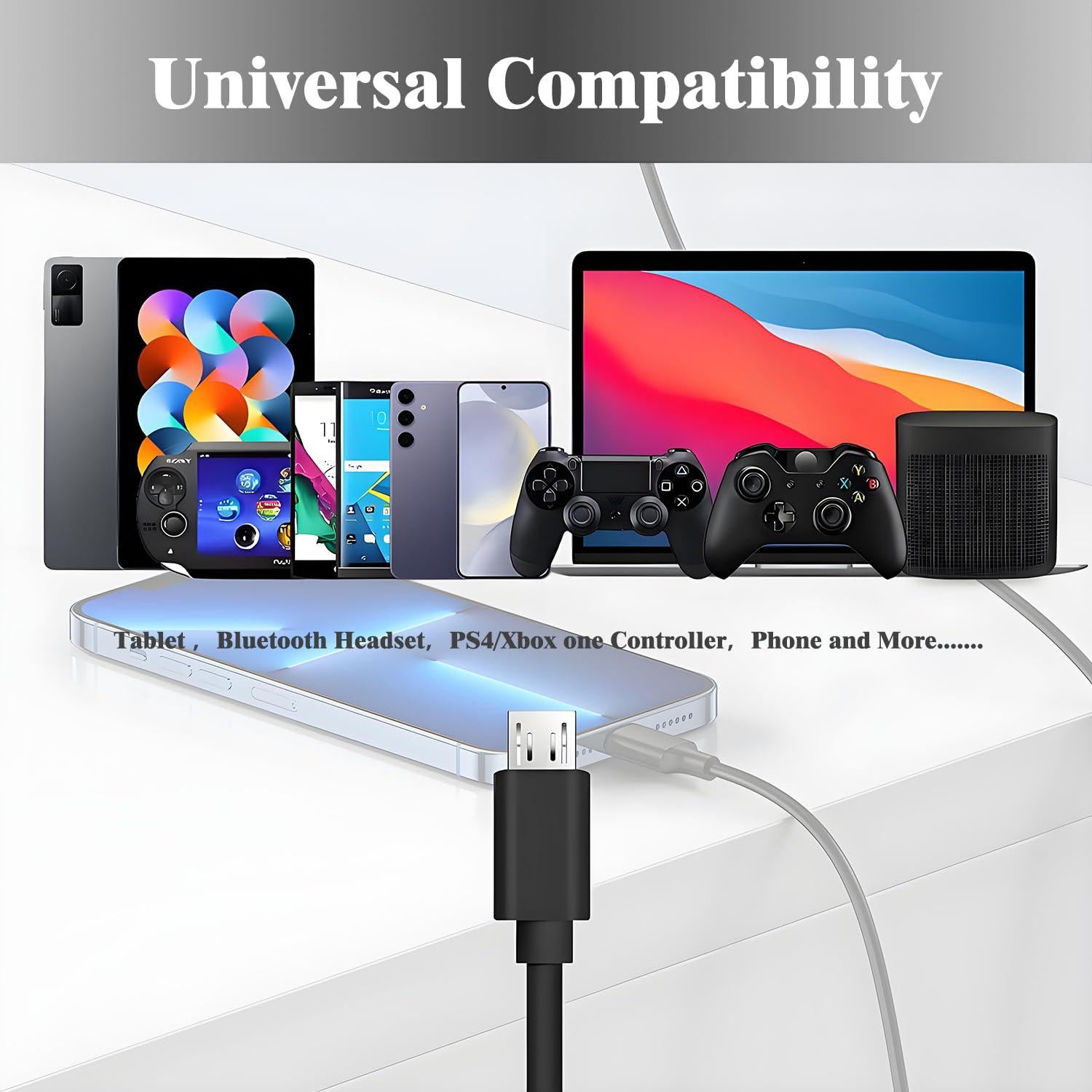 Cable de carga Micro USB TCKN 2m para Shure MV7/MV88+/MV5