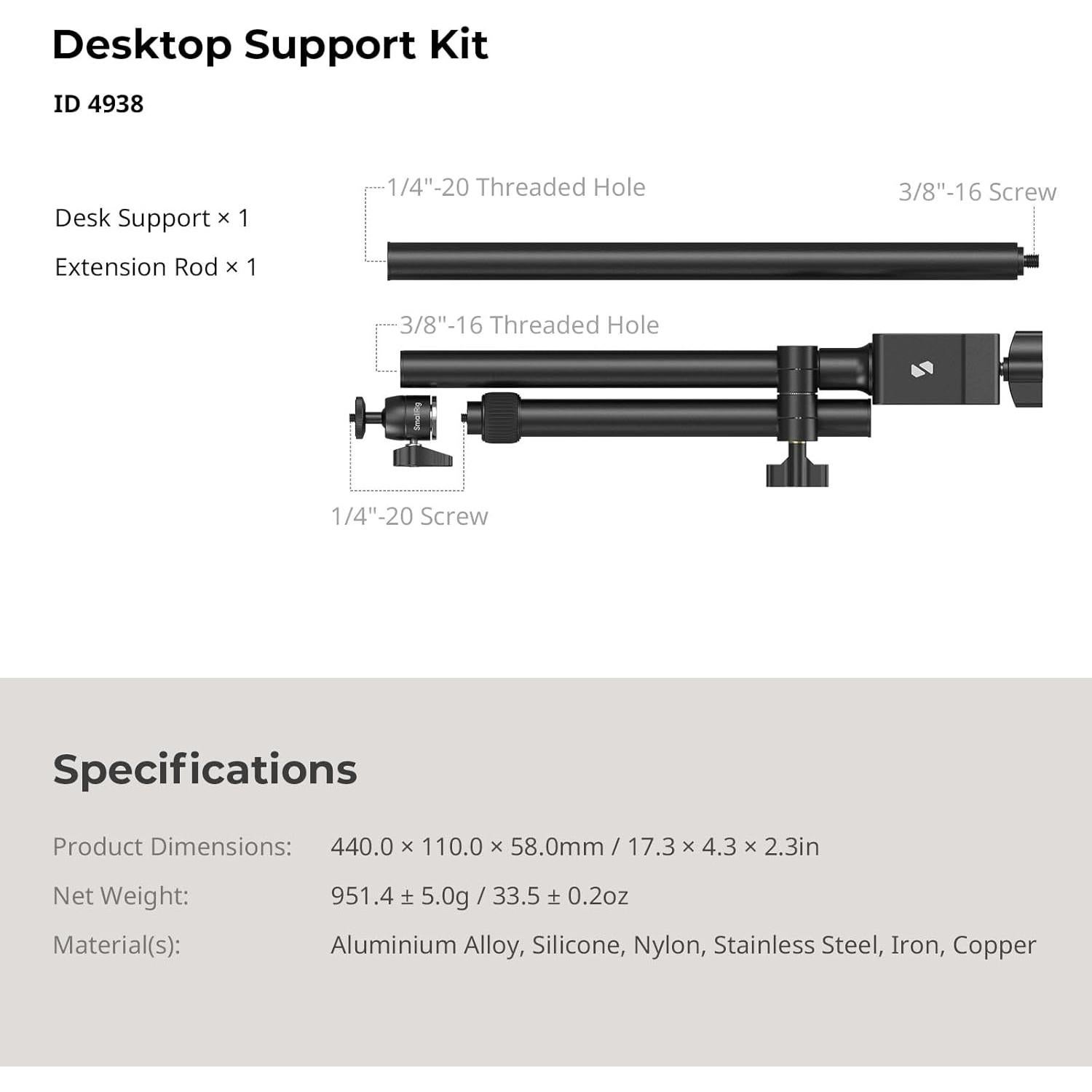 Soporte de Escritorio para Cámara SmallRig DTCK001, Ajustable 360°