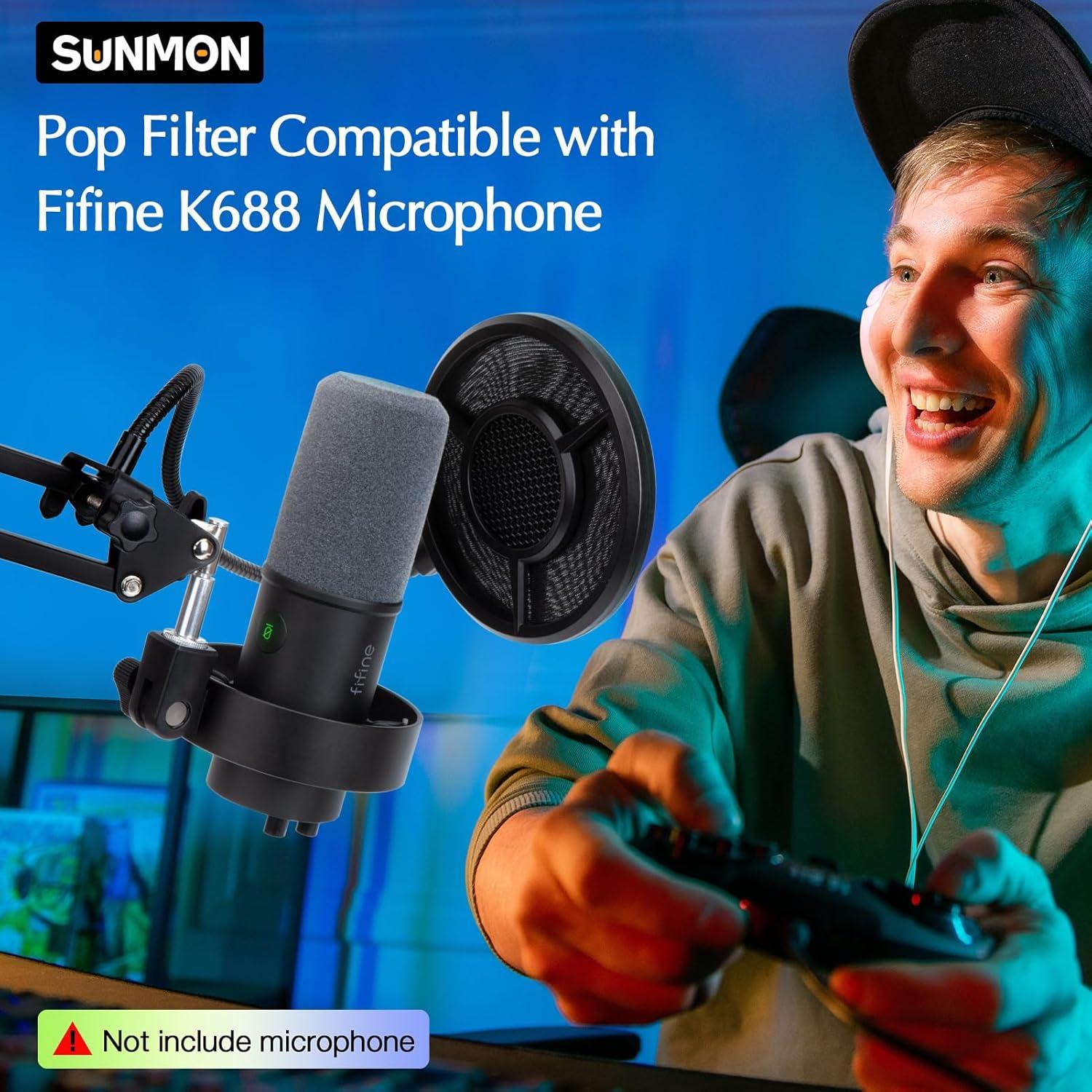 Filtro Pop SUNMON K688 para Micrófono Fifine - 6 Capas