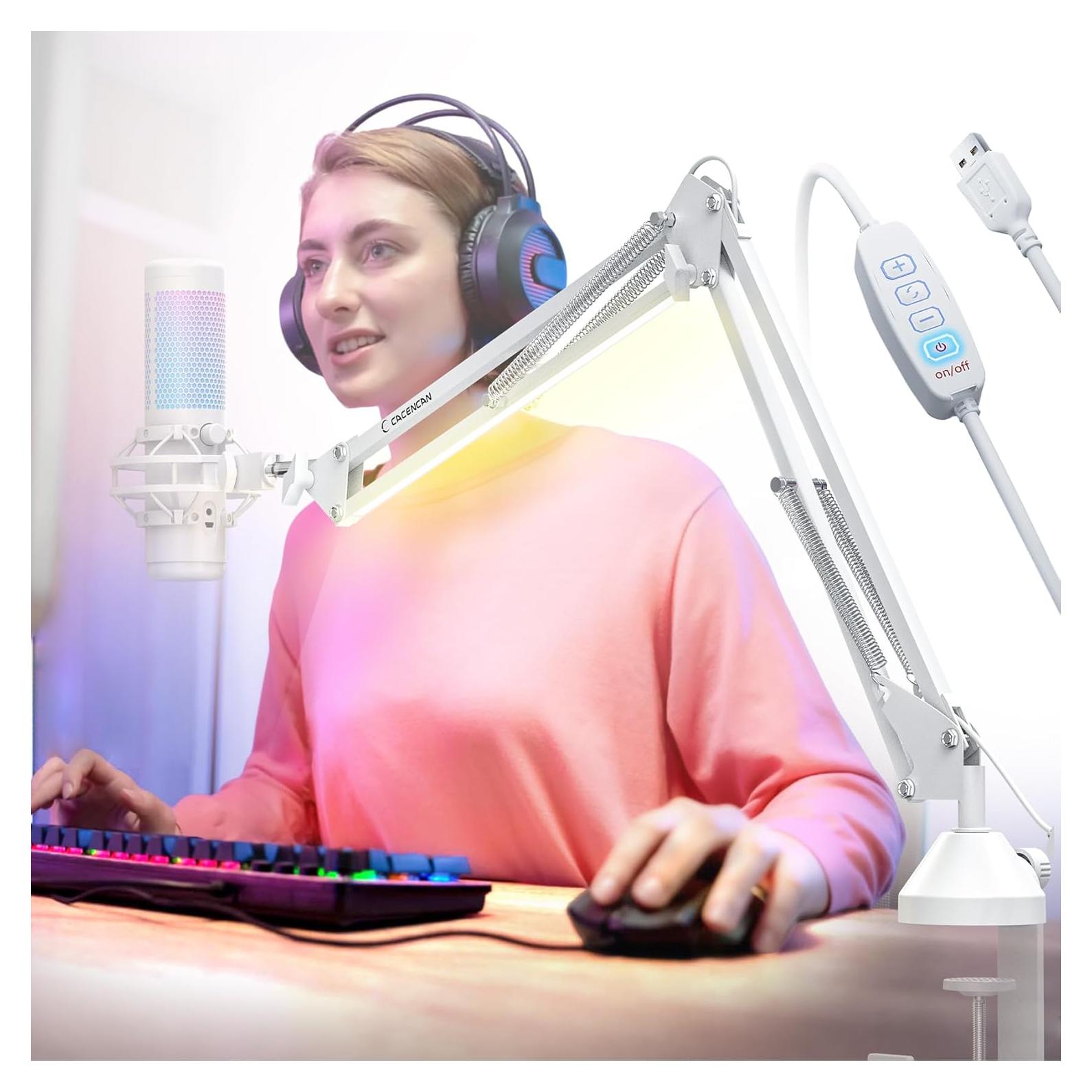 Brazo de Micrófono Plegable con Luz - M06 Blanco 1.02 kg