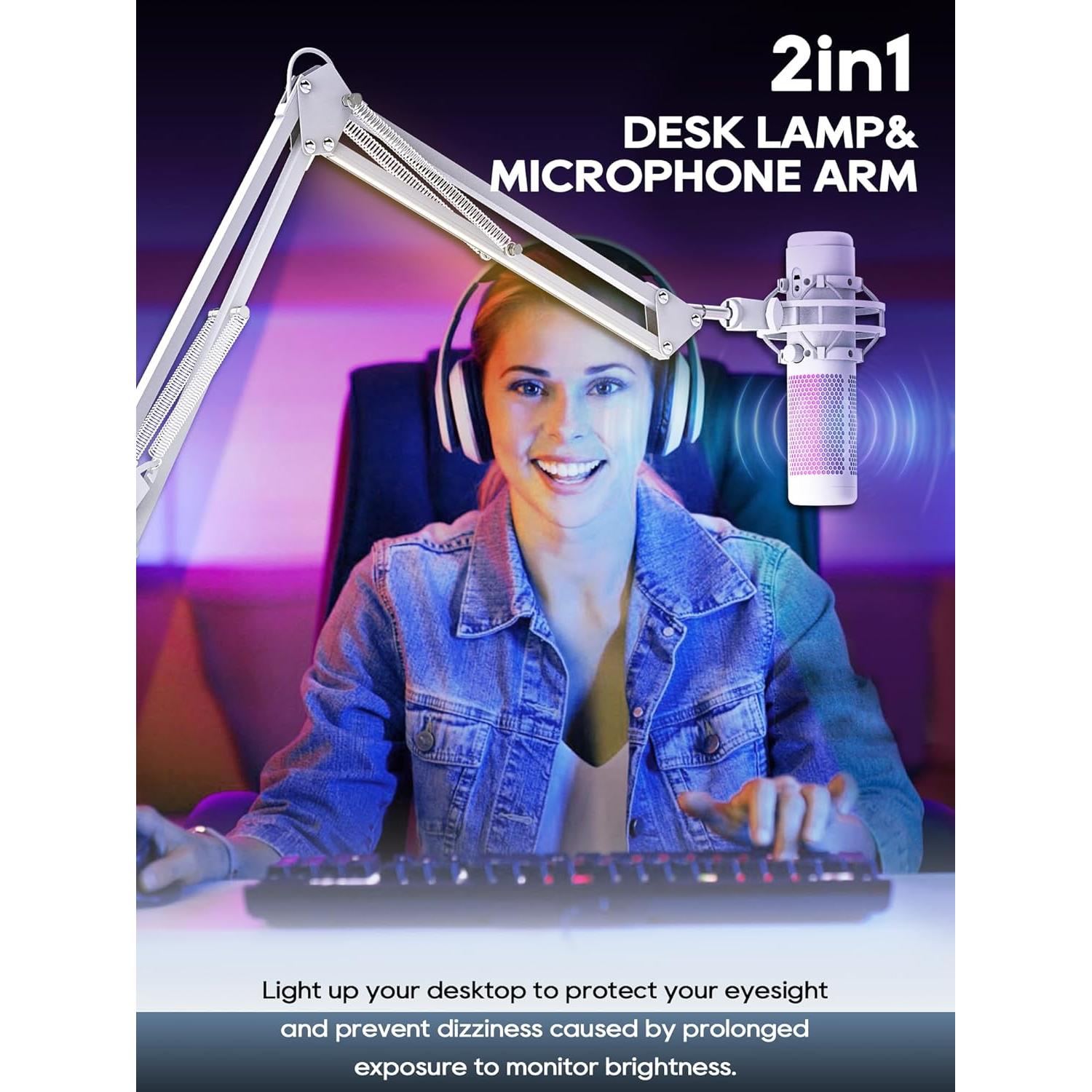 Brazo de Micrófono Plegable con Luz - M06 Blanco 1.02 kg