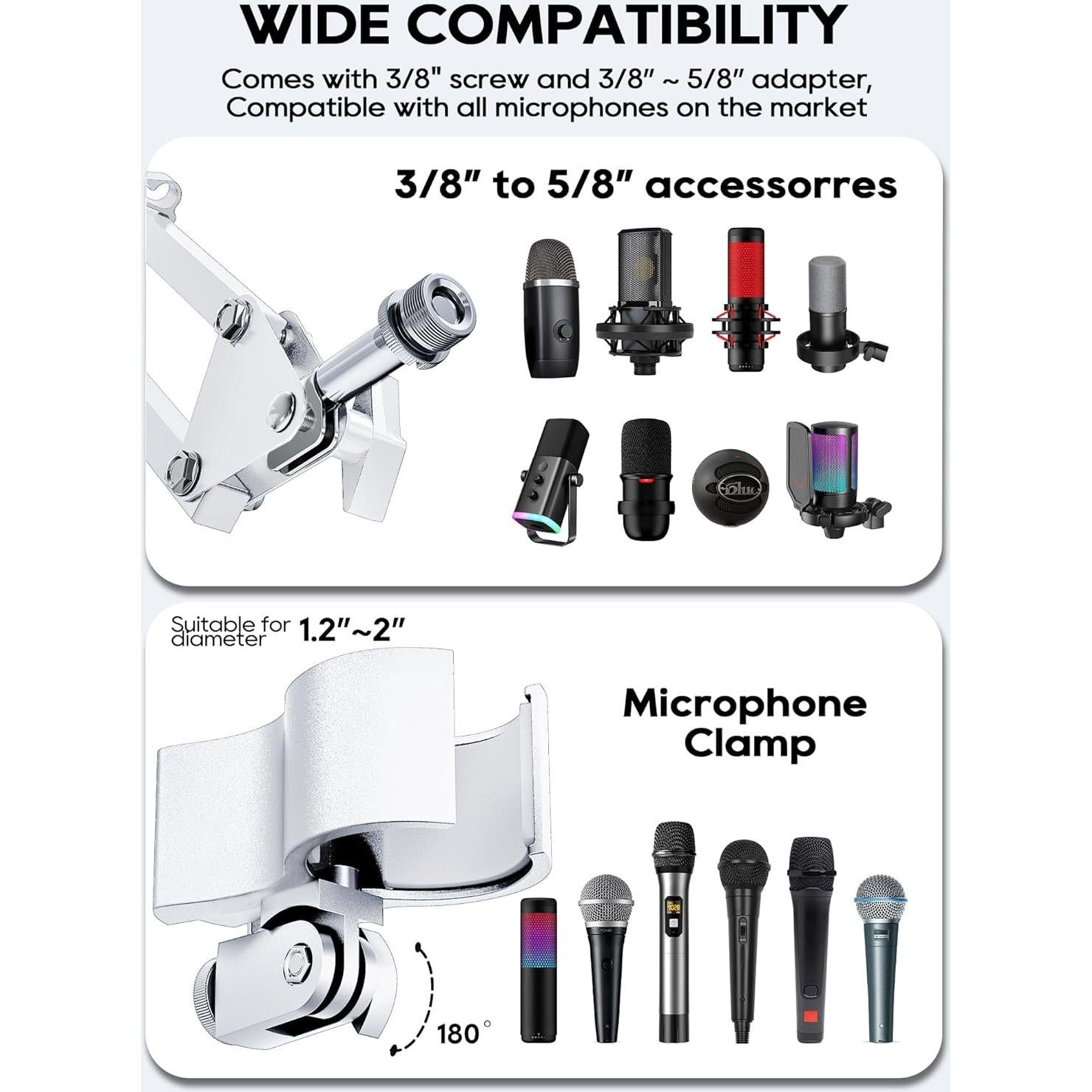 Brazo de Micrófono Plegable con Luz - M06 Blanco 1.02 kg