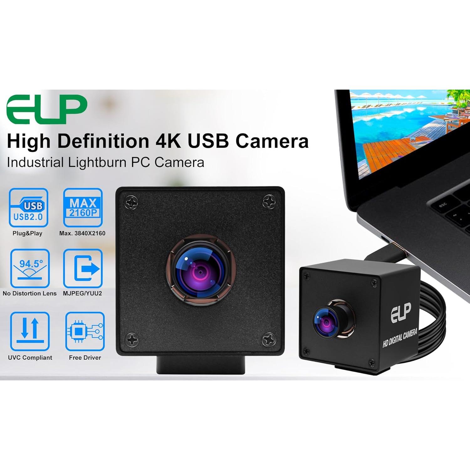 Cámara USB 4K ELP IMX415 con micrófono y lente 100°
