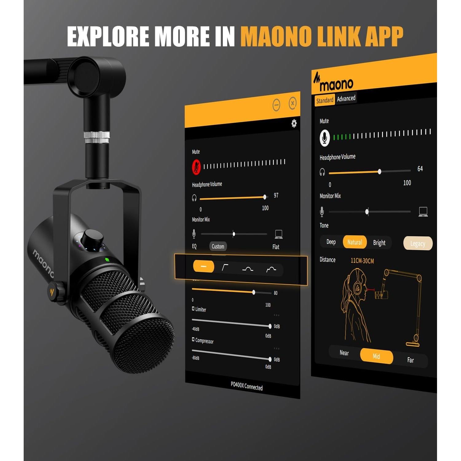 Micrófono Dinámico MAONO PD400X USB/XLR para Podcast y Streaming