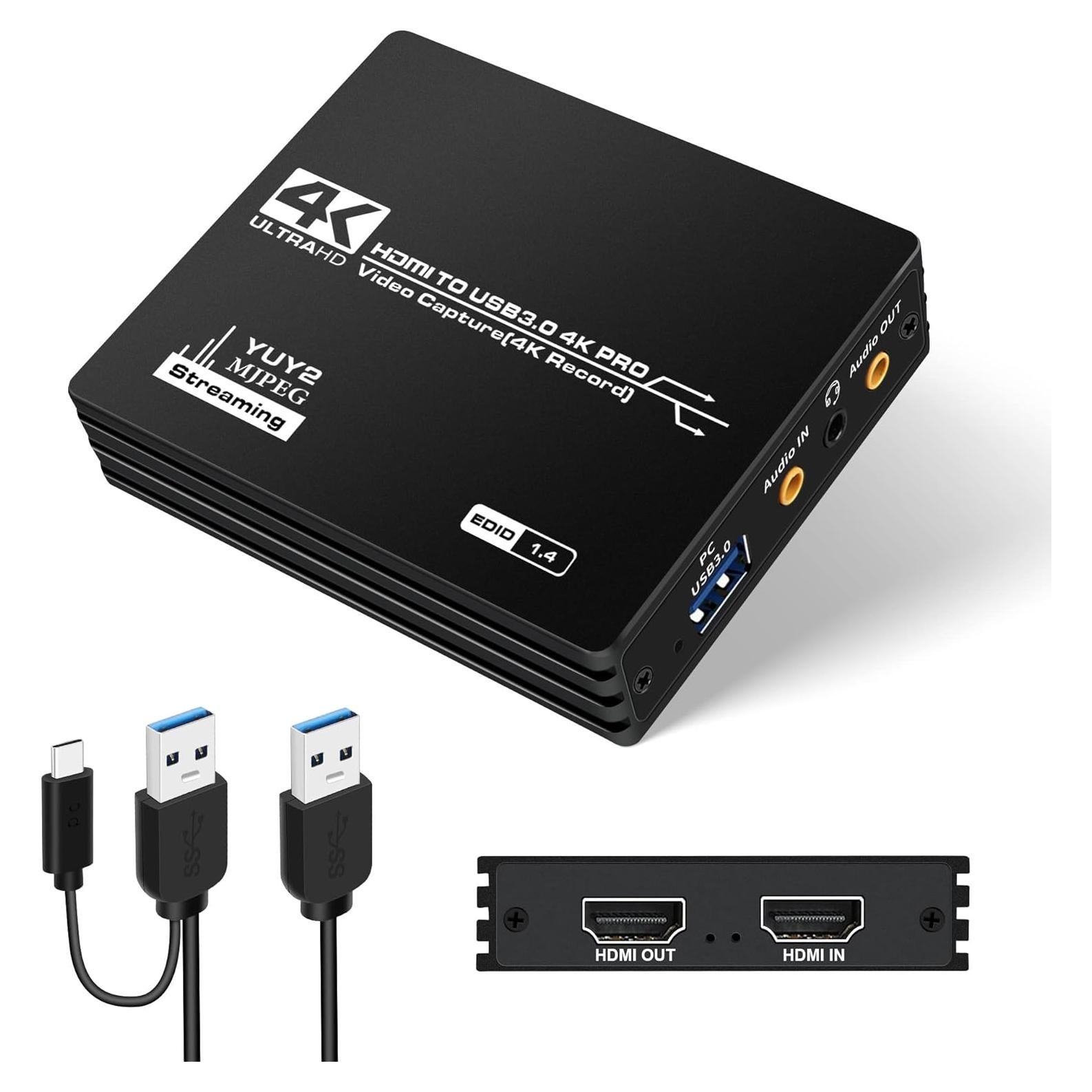 avedio links Capture Card for Streaming and Record in 4K, HDMI to USB 3.0 Game Capture Device, Video Capture Card with Microphone 4K HDMI Loop-Out for Nintendo Switch/PS5/4/OBS/Camera/PC