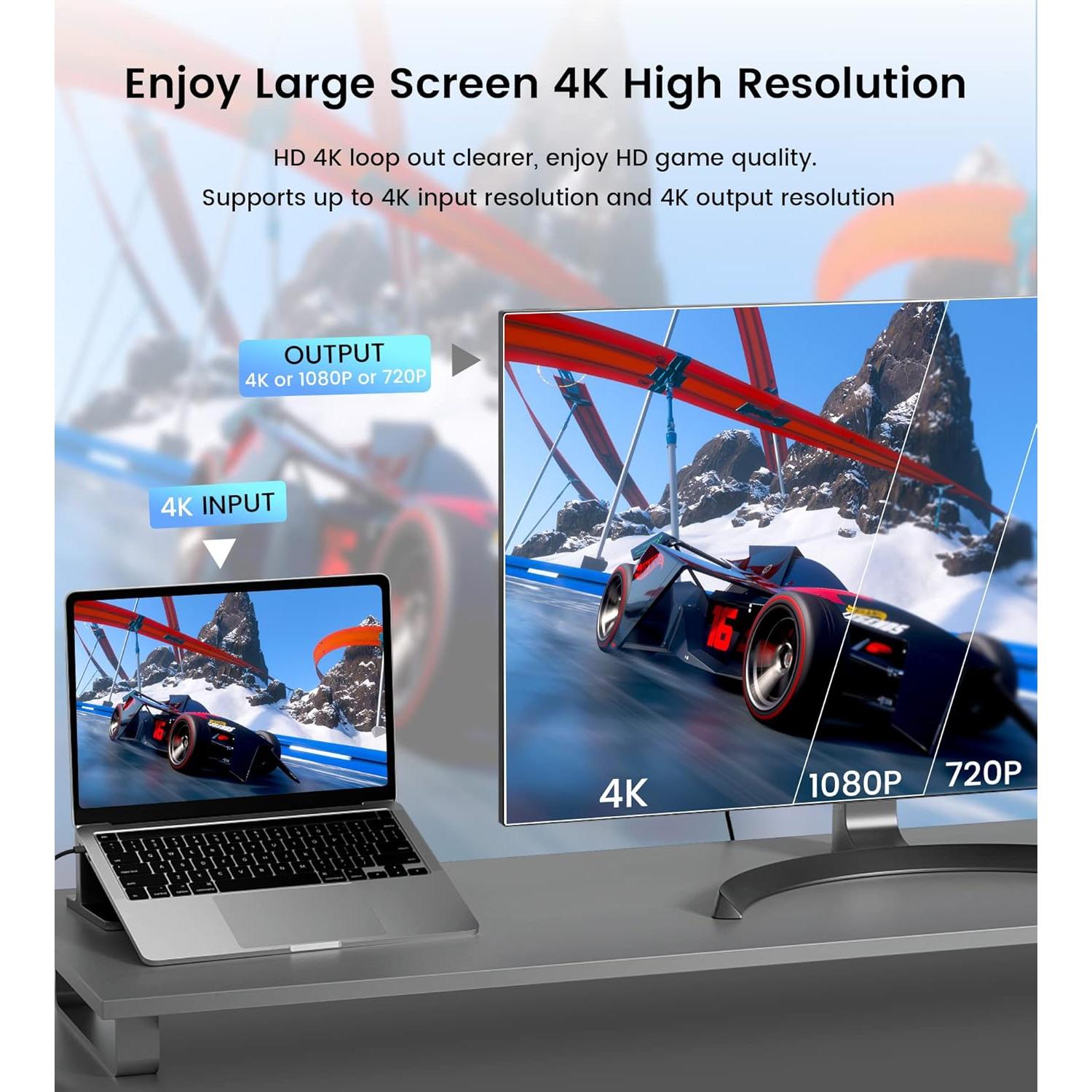 avedio links Capture Card for Streaming and Record in 4K, HDMI to USB 3.0 Game Capture Device, Video Capture Card with Microphone 4K HDMI Loop-Out for Nintendo Switch/PS5/4/OBS/Camera/PC